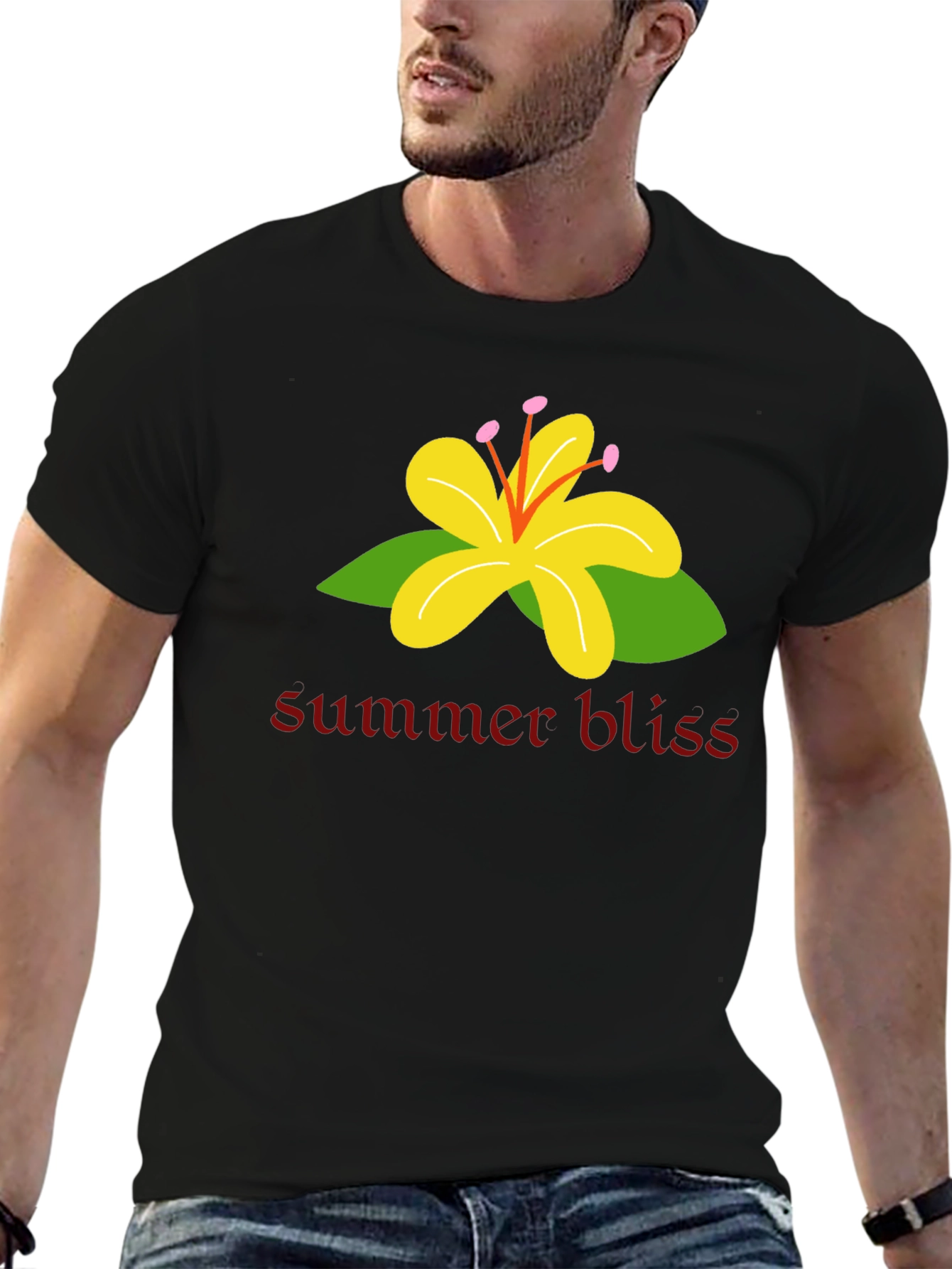 Summer Bliss Graphic T-Shirt - Black Casual Tee