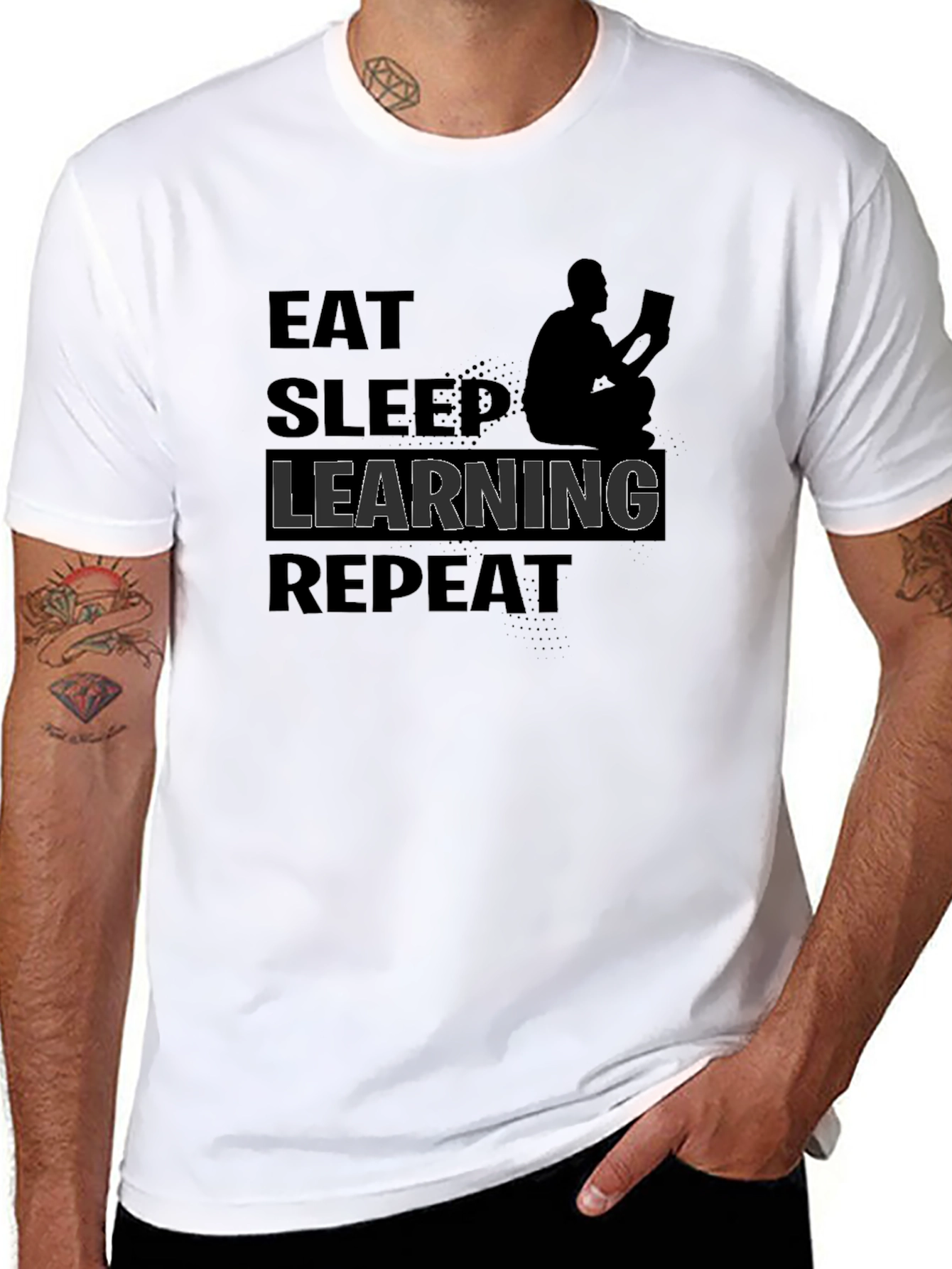 Eat Sleep Learning Repeat Black Graphic Tee