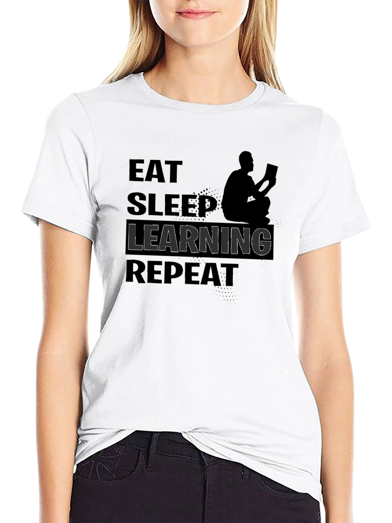 Eat Sleep Learning Repeat Black Graphic Tee