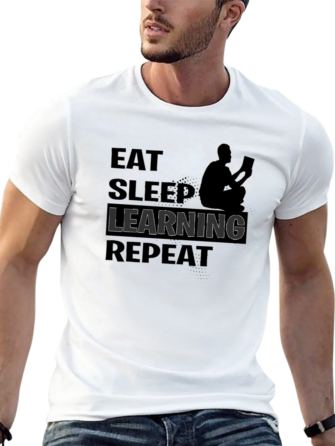 Eat Sleep Learning Repeat Black Graphic Tee