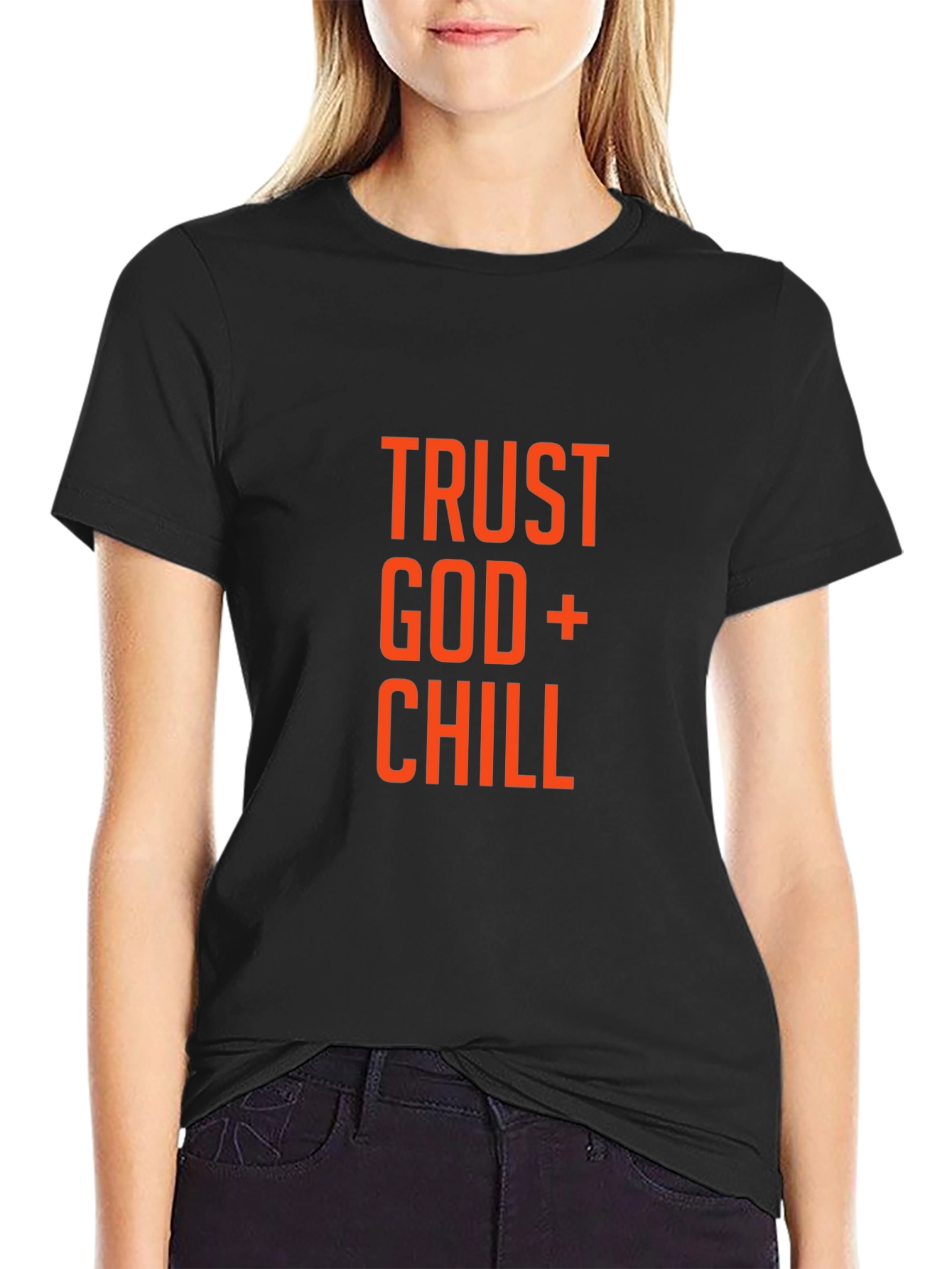 Trust God + Chill Graphic T-Shirt - Black