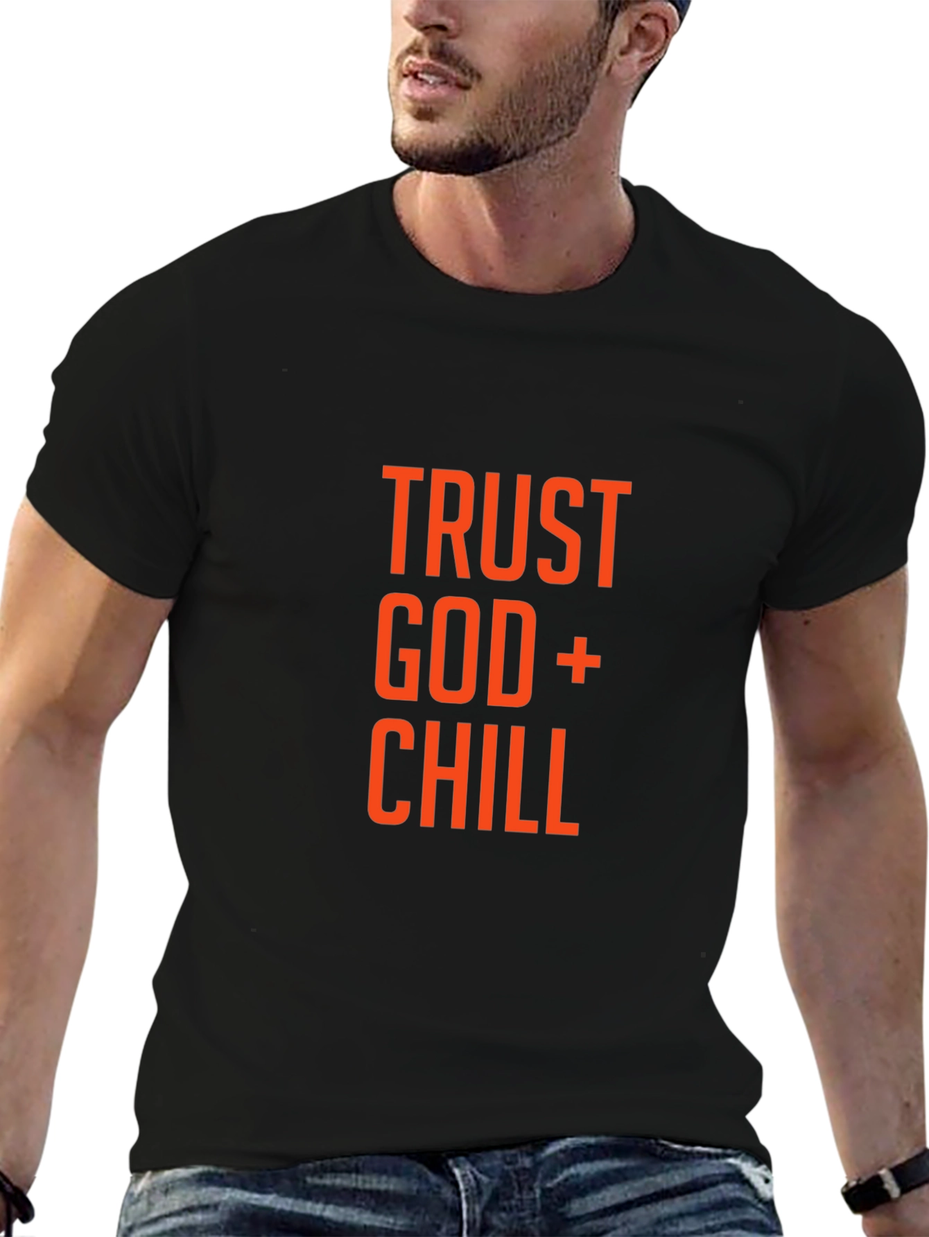 Trust God + Chill Graphic T-Shirt - Black