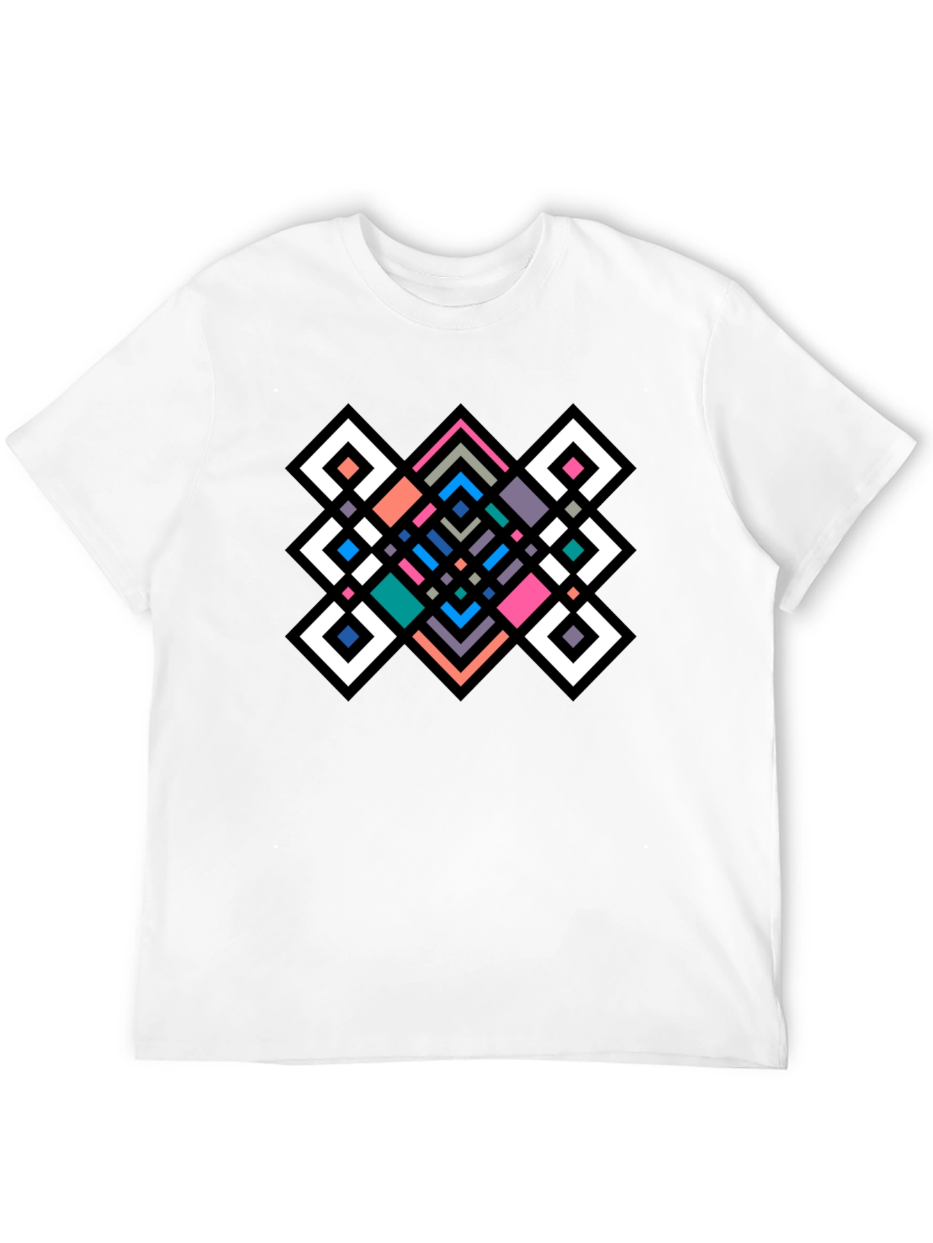 Geometric Diamond Pattern Black Tee