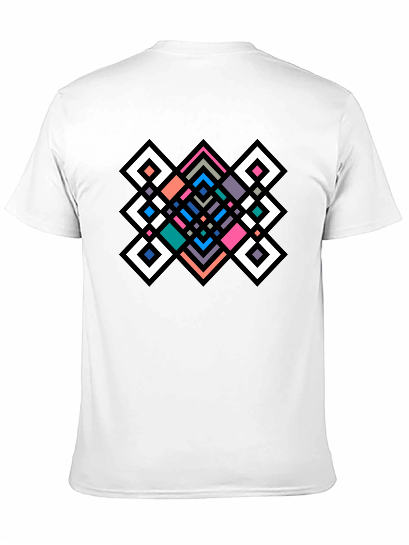 Geometric Diamond Pattern Black Tee