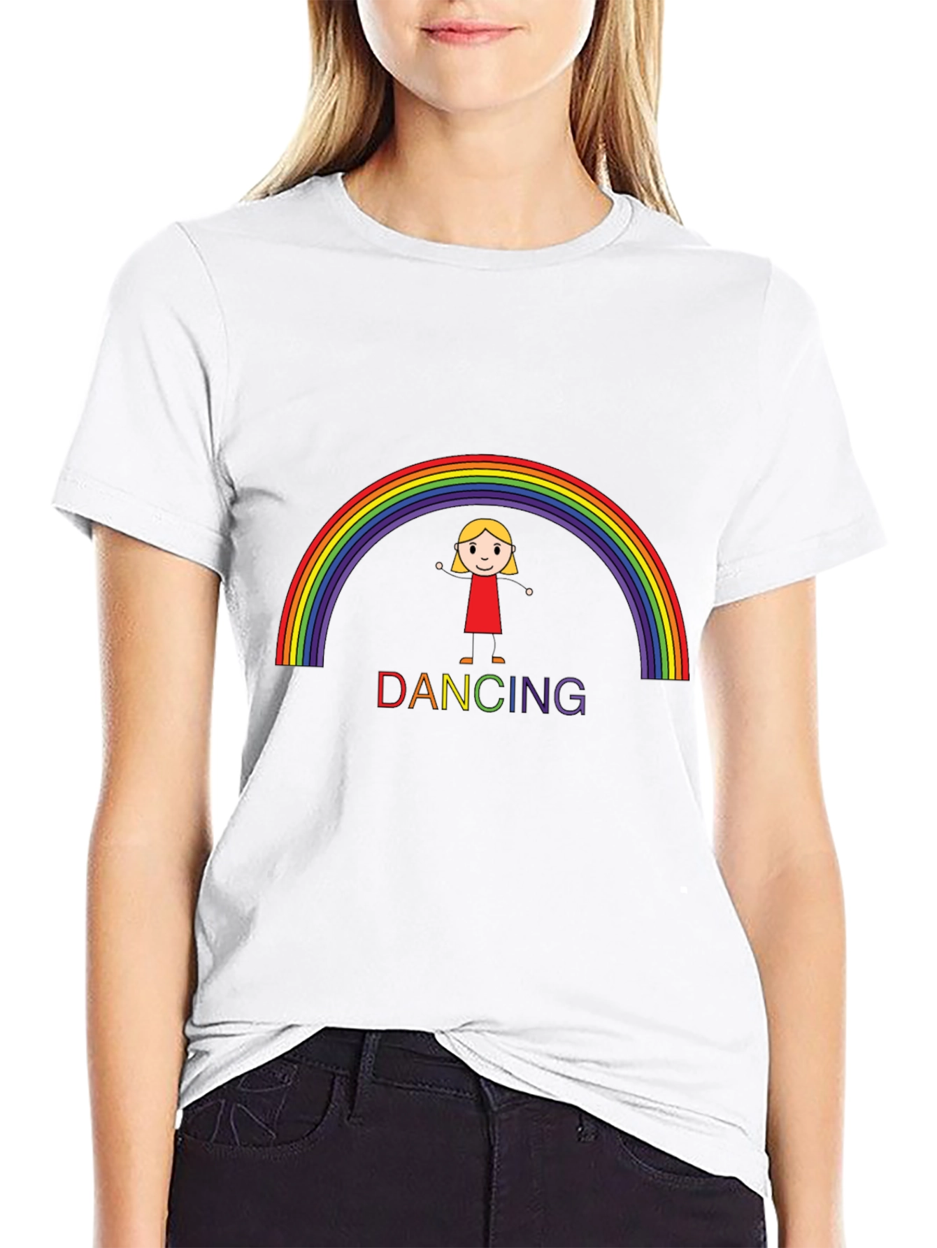 Rainbow Dancing Girl Graphic T-Shirt