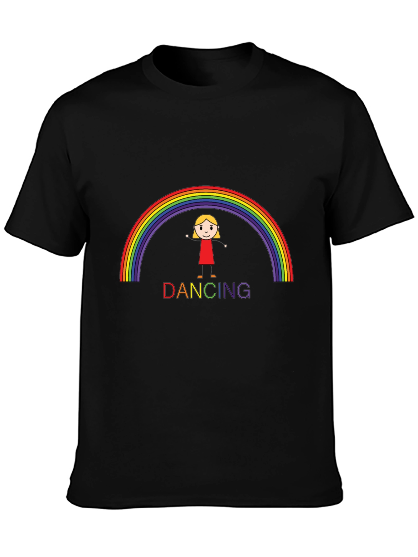 Rainbow Dancing Girl Graphic T-Shirt