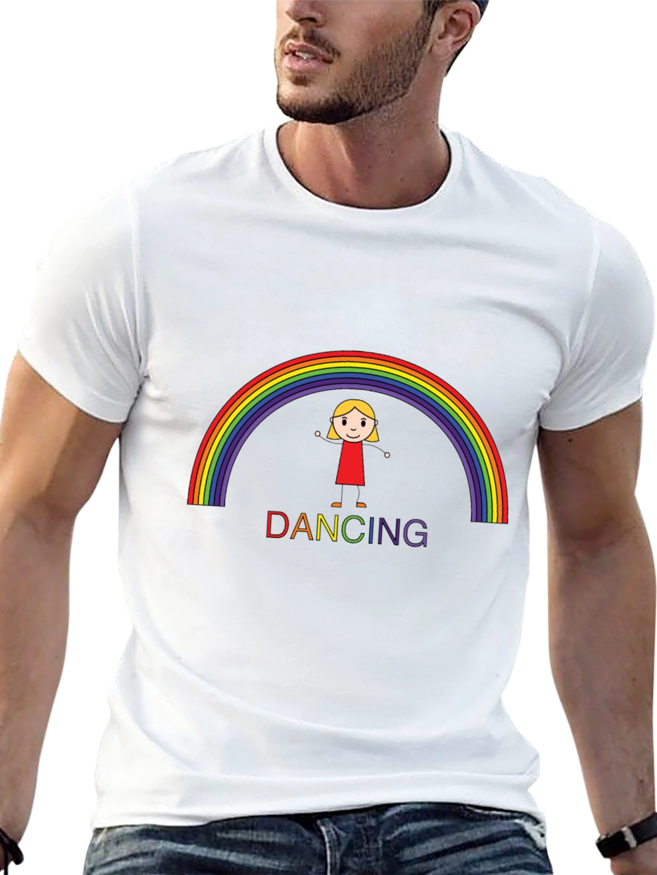 Rainbow Dancing Girl Graphic T-Shirt