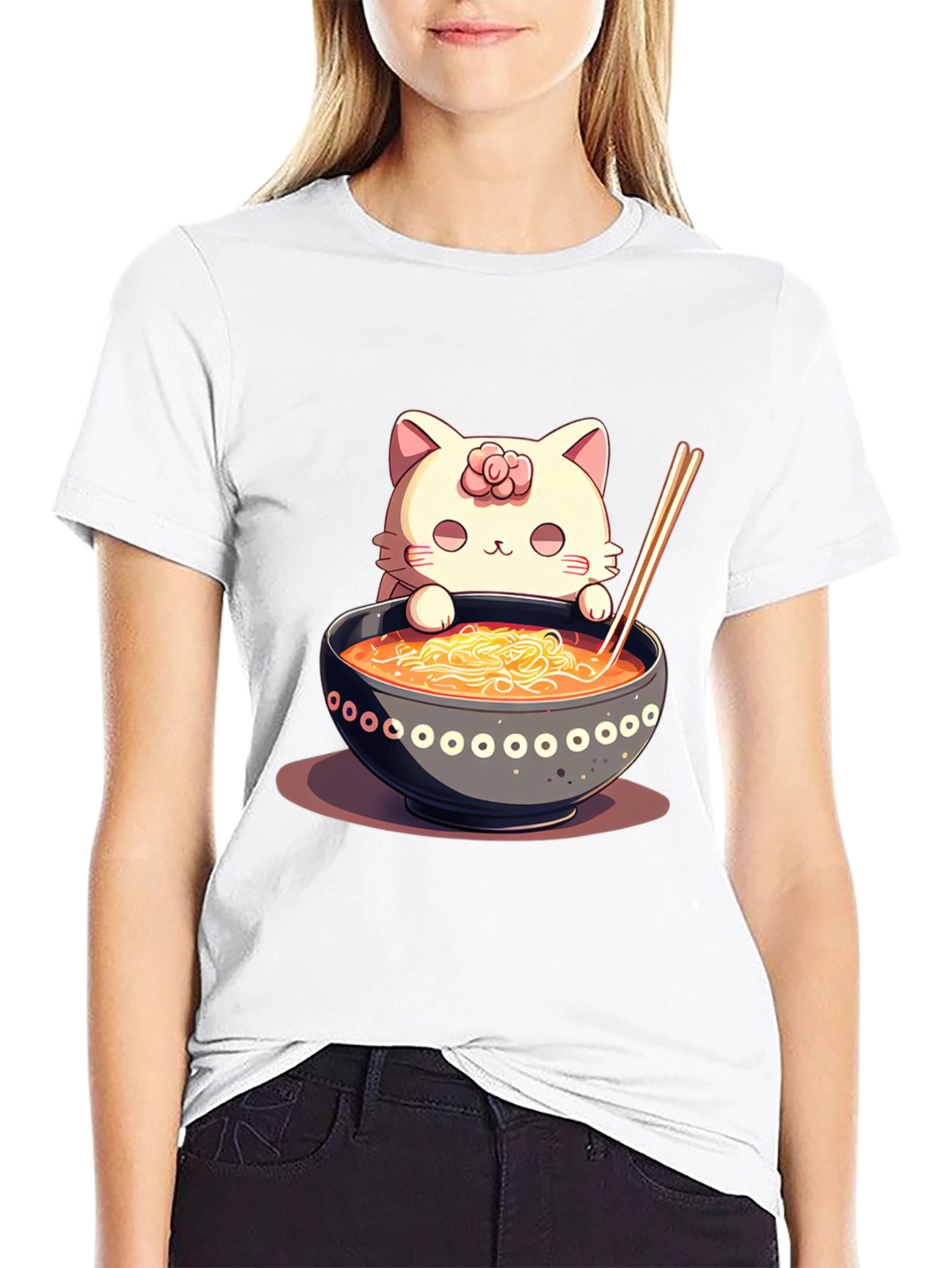 Cat Ramen T-Shirt - Cute Noodle Lover Tee