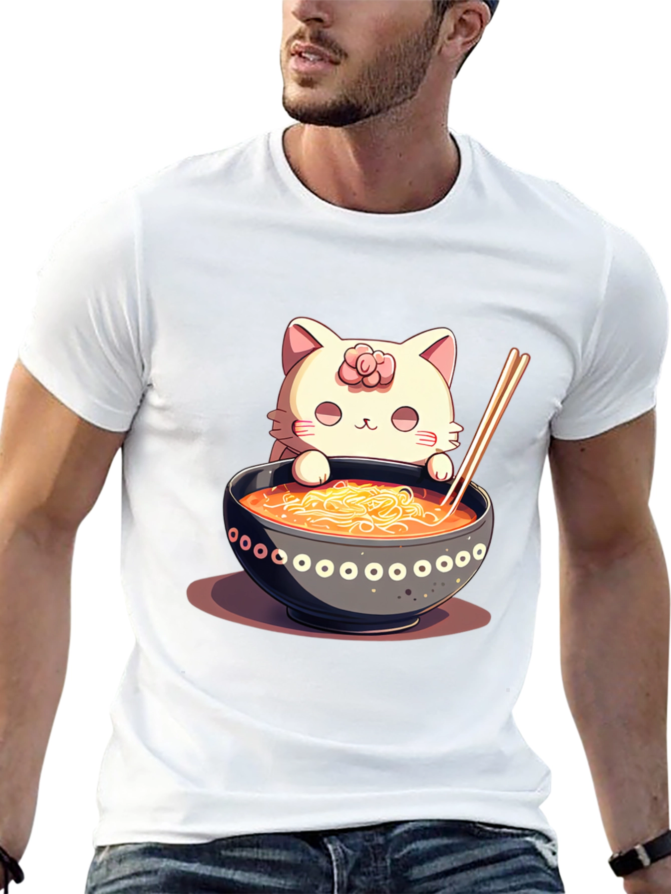 Cat Ramen T-Shirt - Cute Noodle Lover Tee