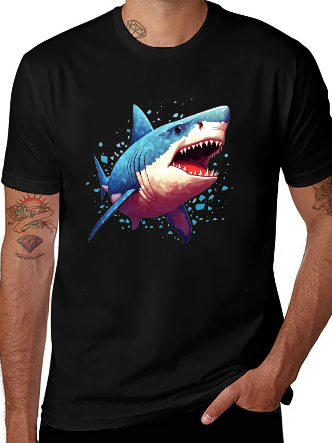 Shark Graphic Tee - Black Cotton