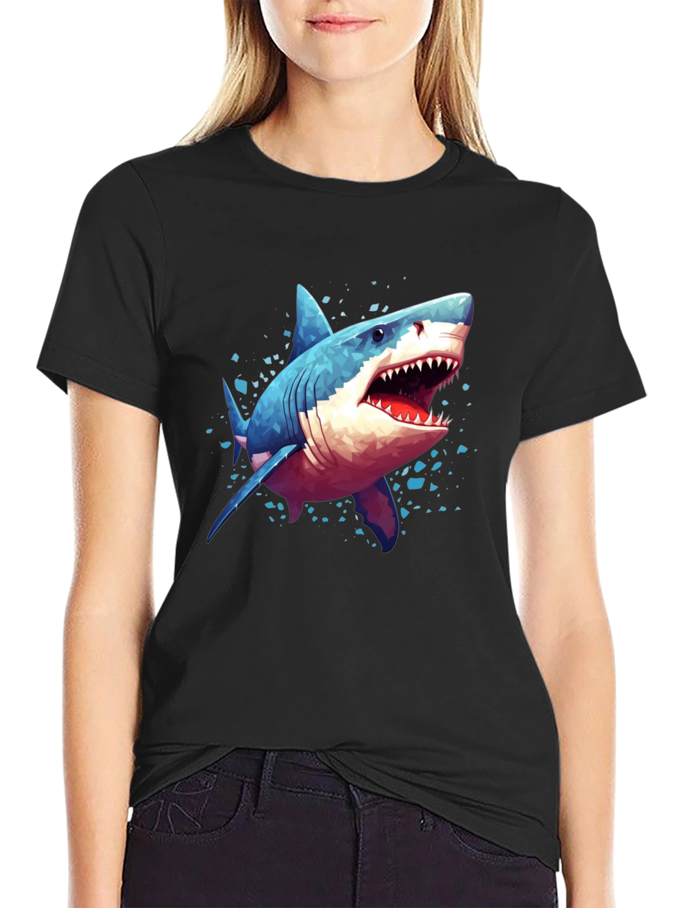 Shark Graphic Tee - Black Cotton