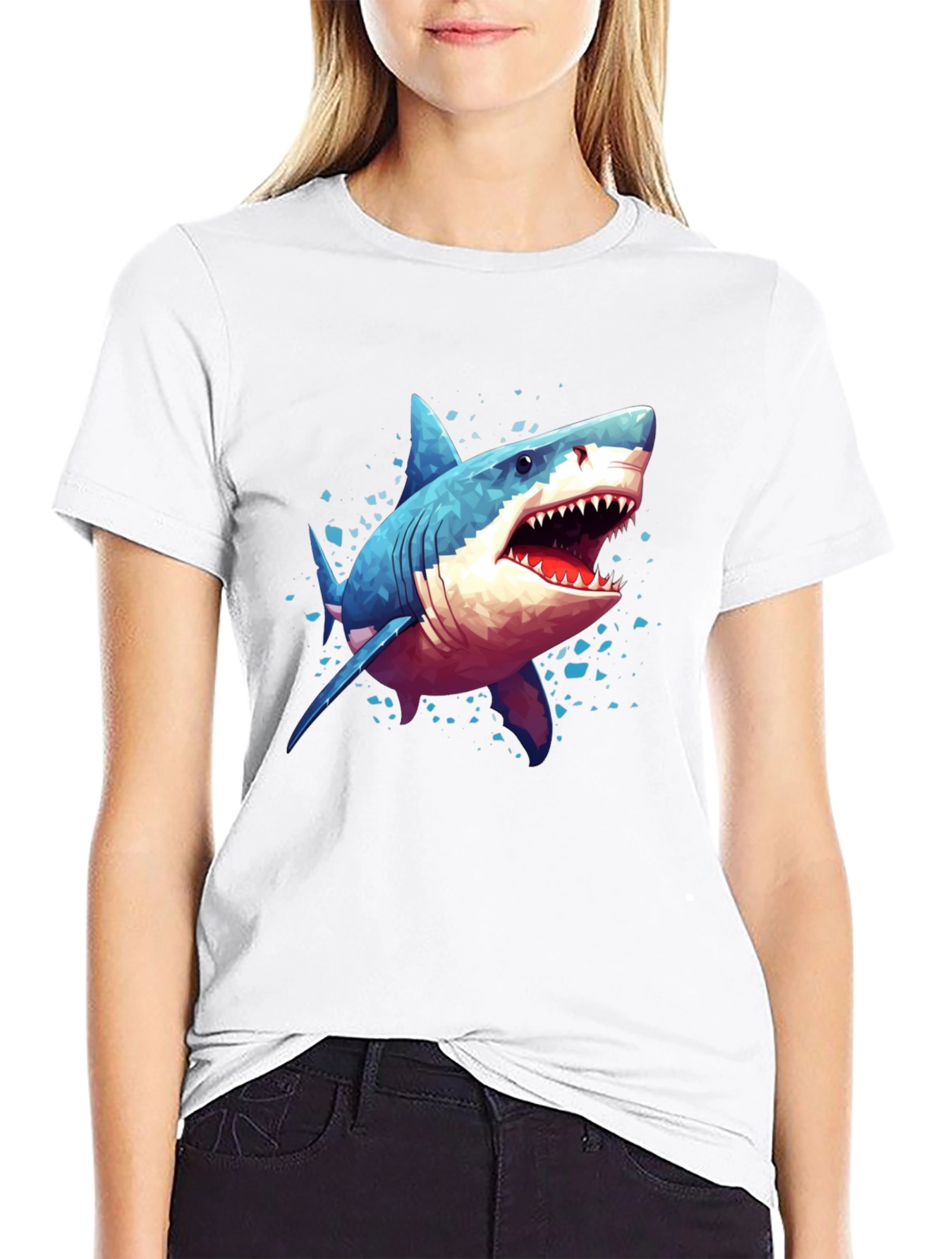Shark Graphic Tee - Black Cotton