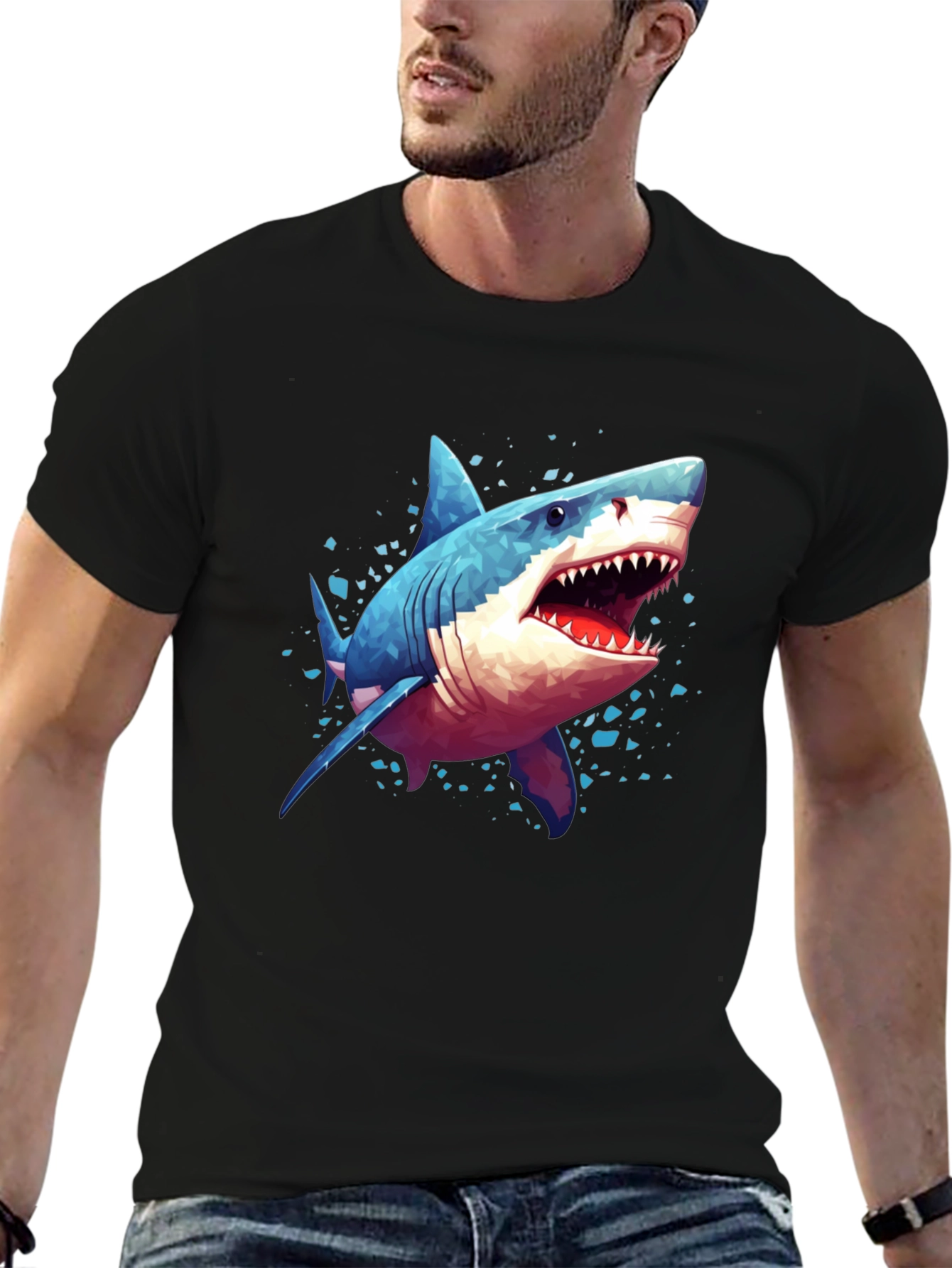Shark Graphic Tee - Black Cotton