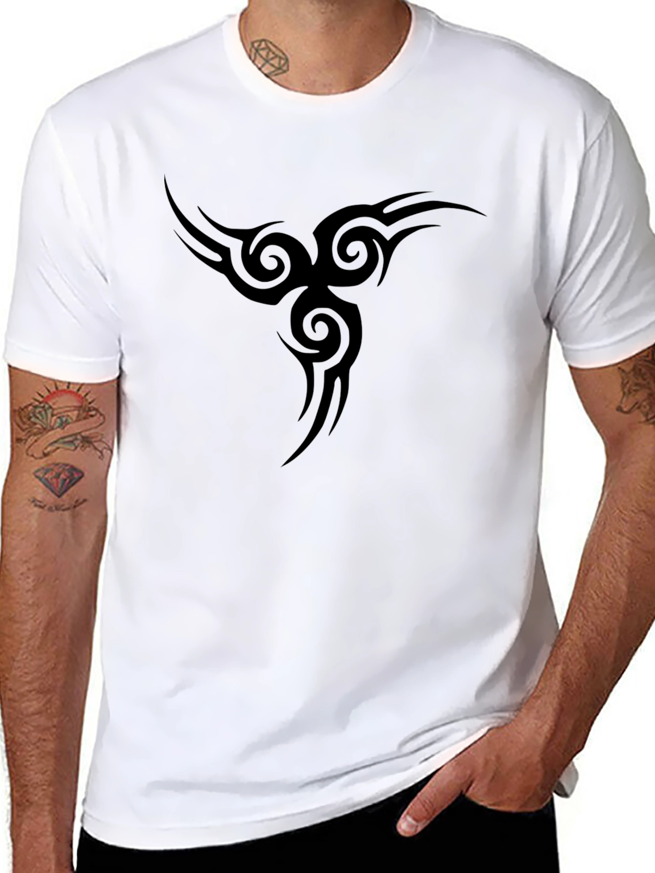 Black T-Shirt with Tribal Tattoo Design