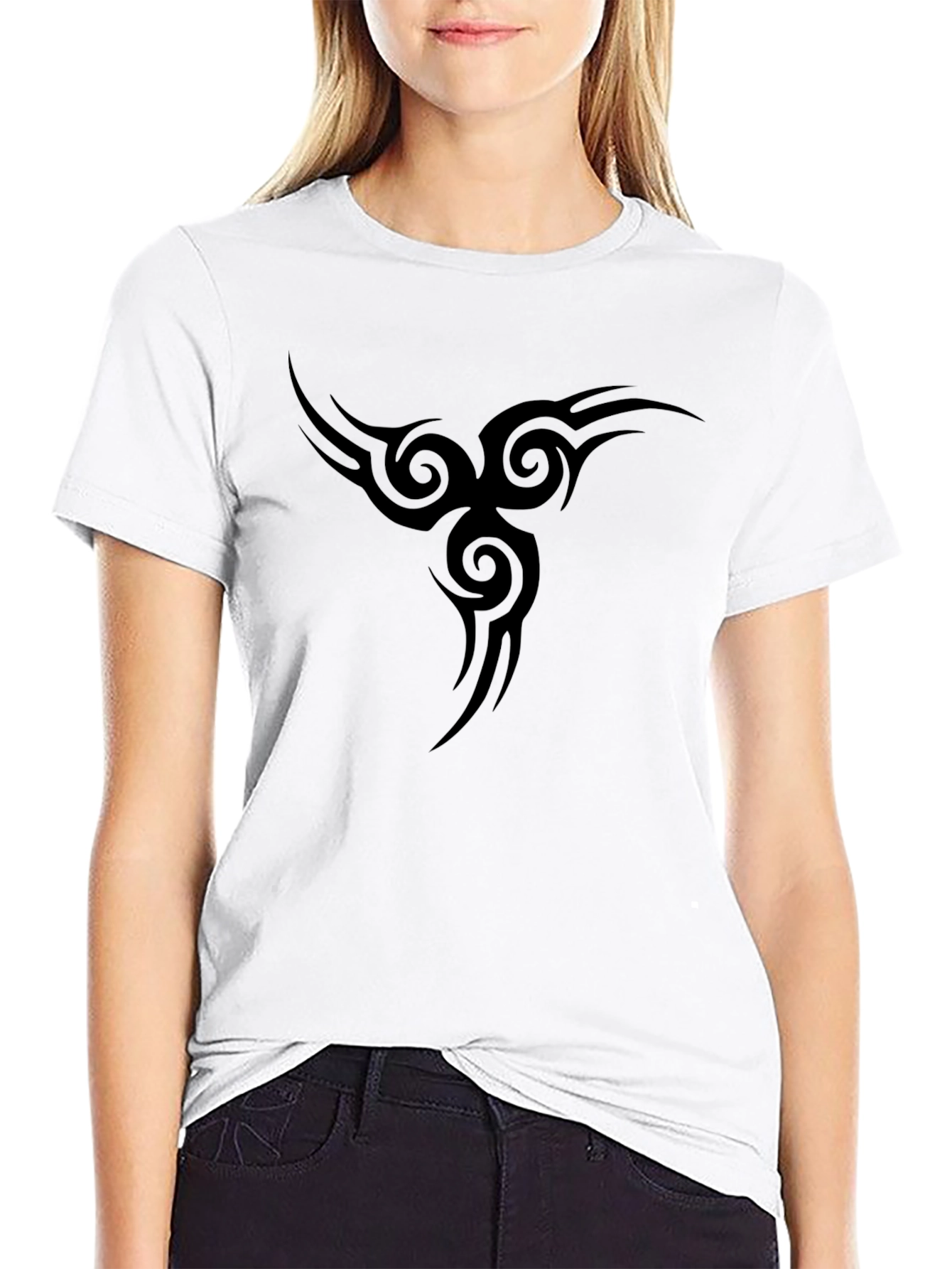 Black T-Shirt with Tribal Tattoo Design