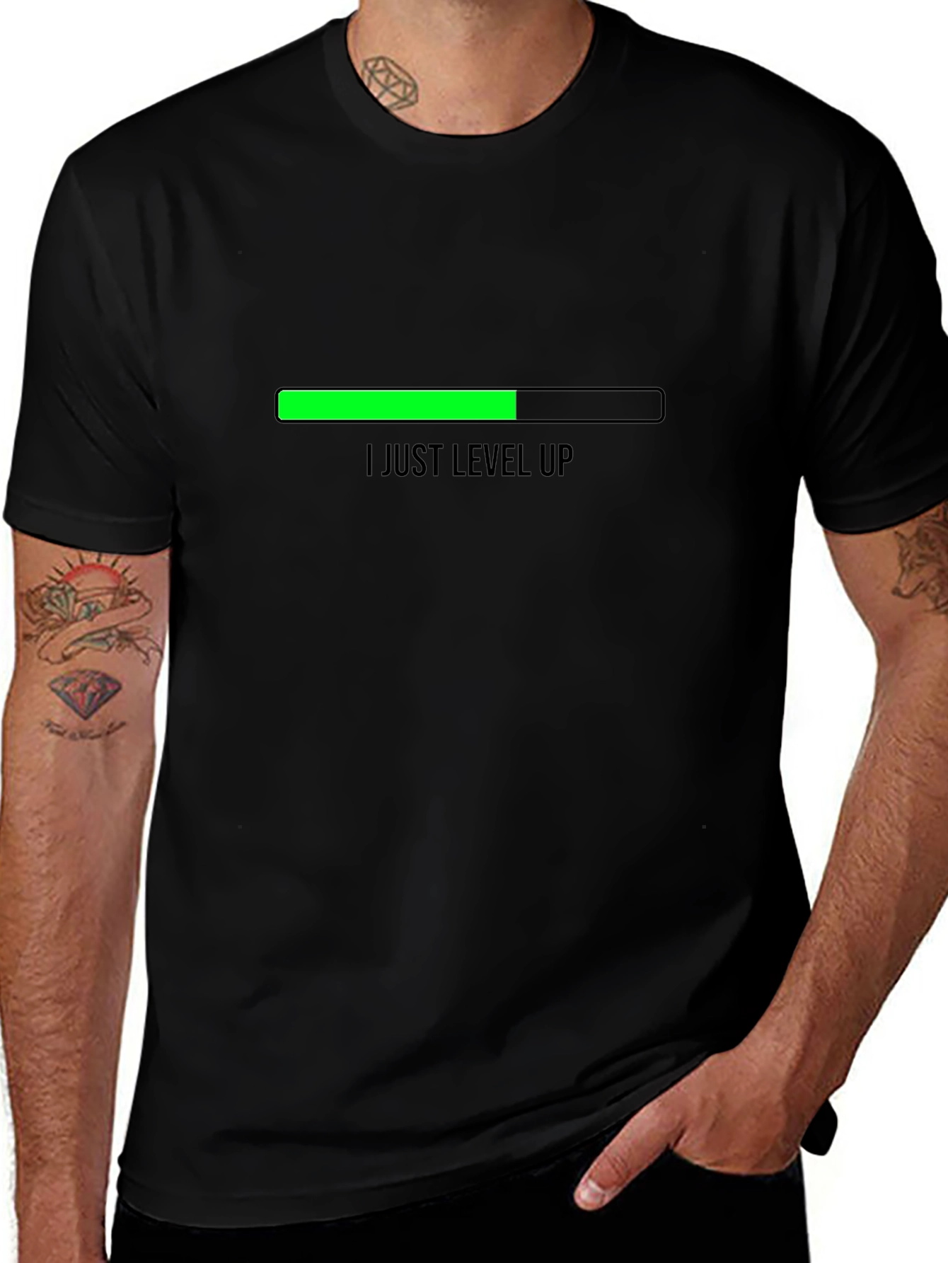 Level Up Black T-Shirt for Gamers