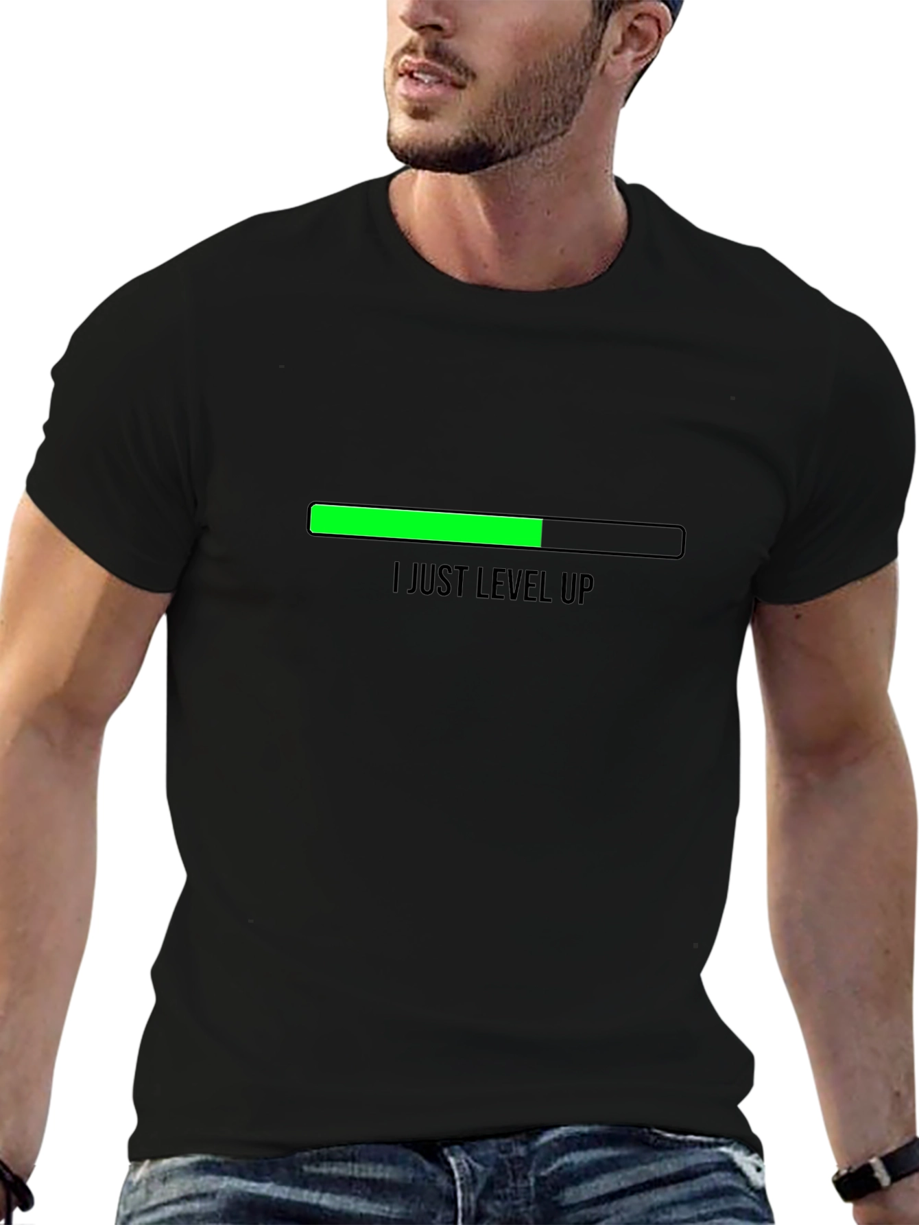 Level Up Black T-Shirt for Gamers