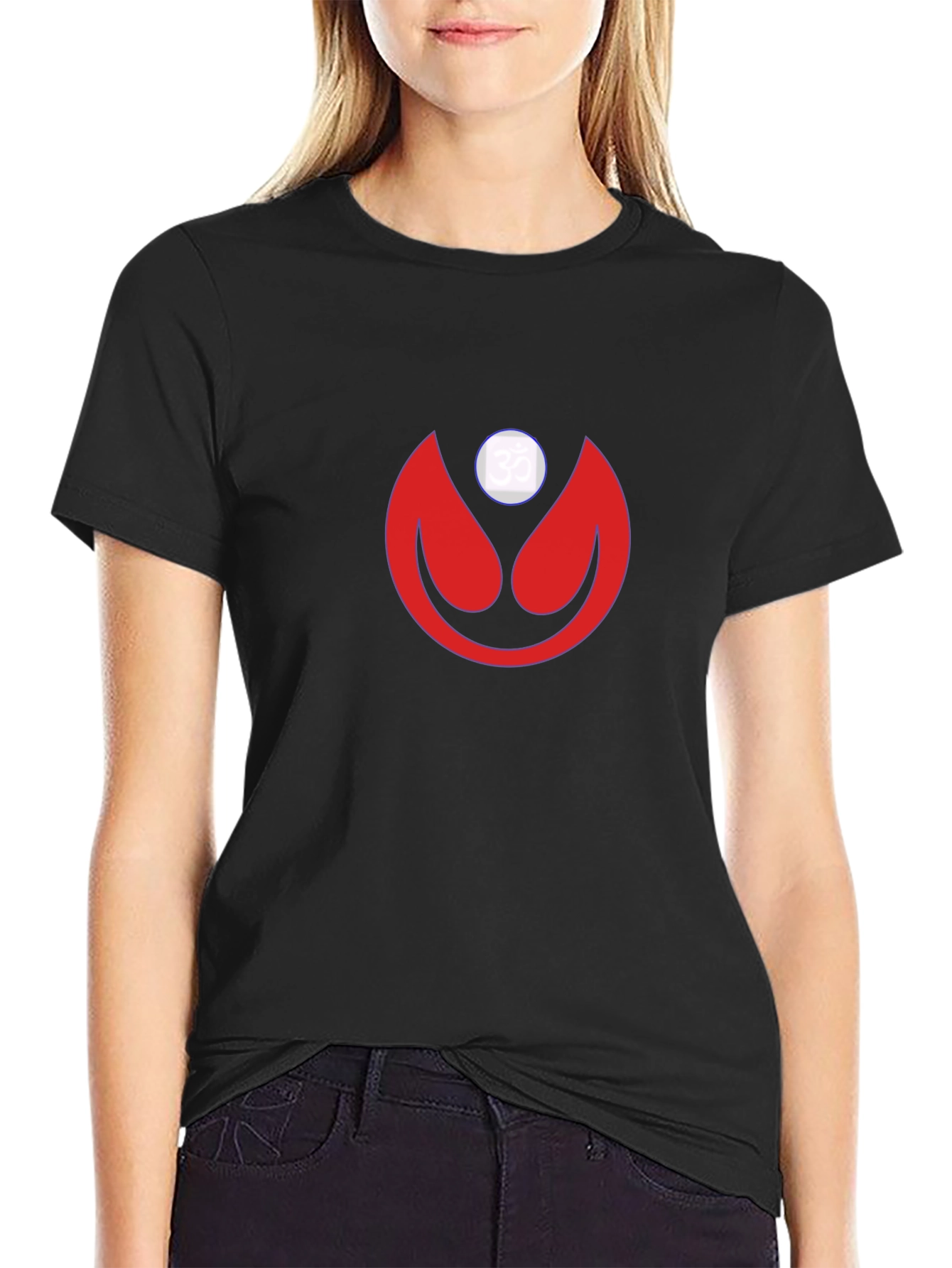 Modern Graphic Tee - Red Abstract Design on Black