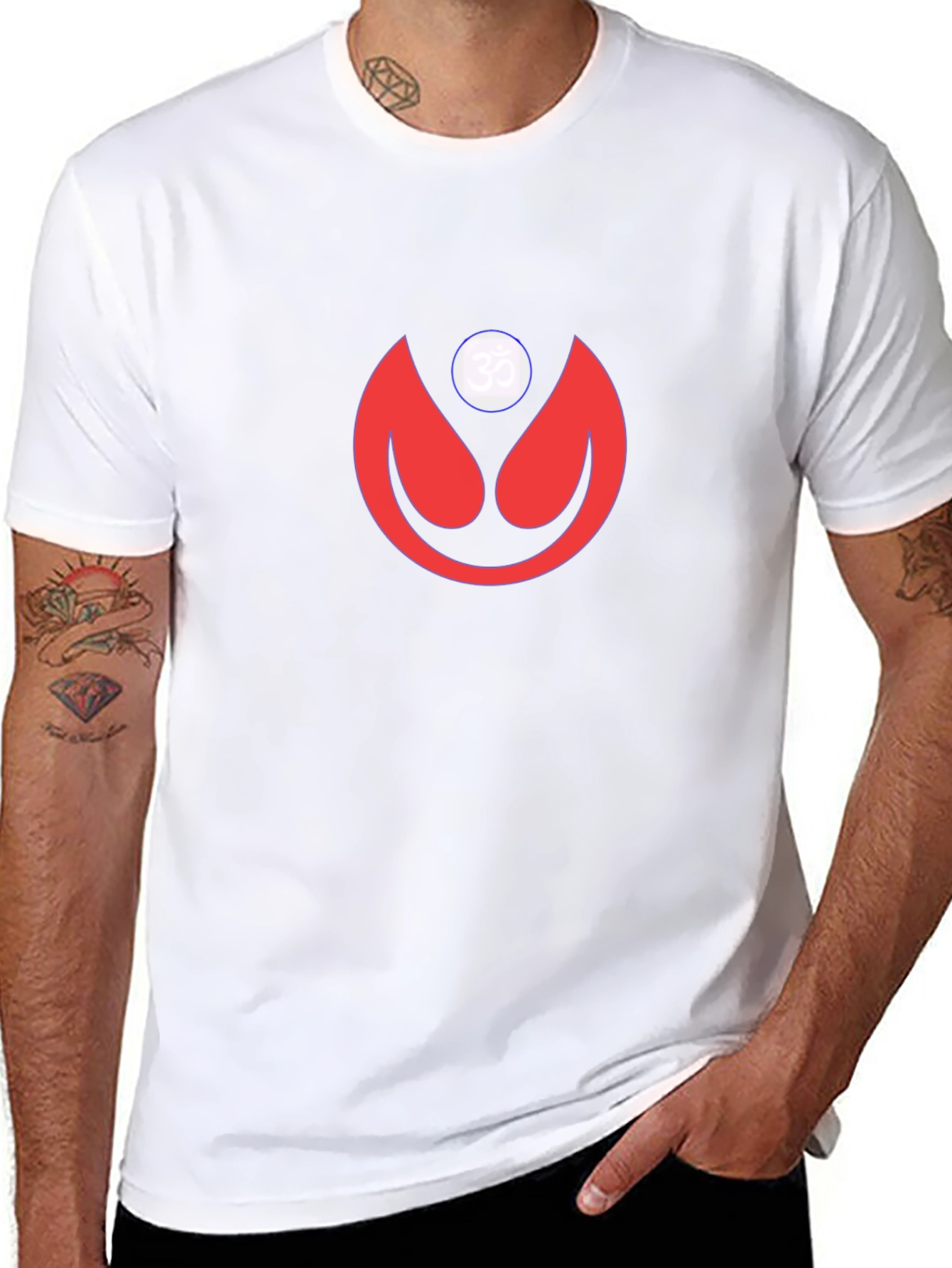 Modern Graphic Tee - Red Abstract Design on Black