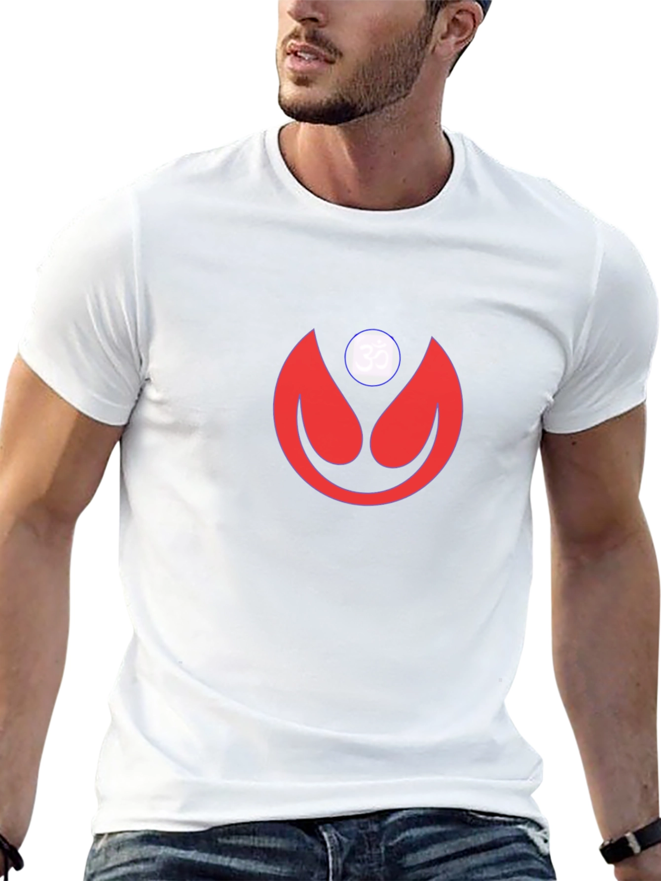 Modern Graphic Tee - Red Abstract Design on Black