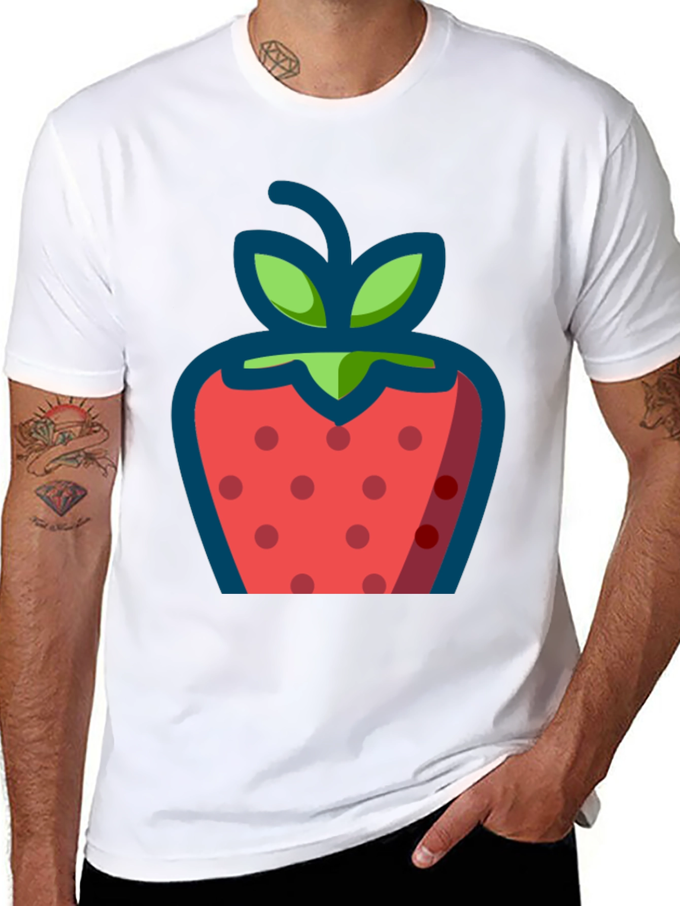 Strawberry Graphic Black T-Shirt - Casual Style