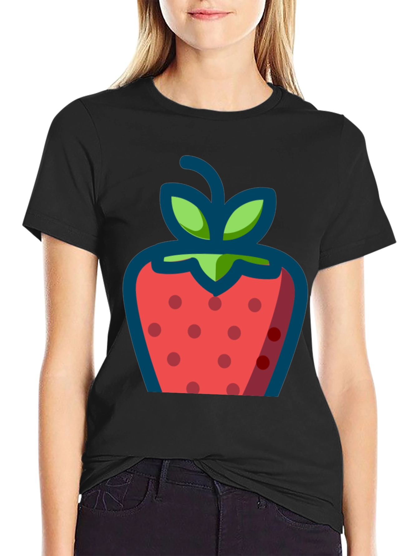 Strawberry Graphic Black T-Shirt - Casual Style