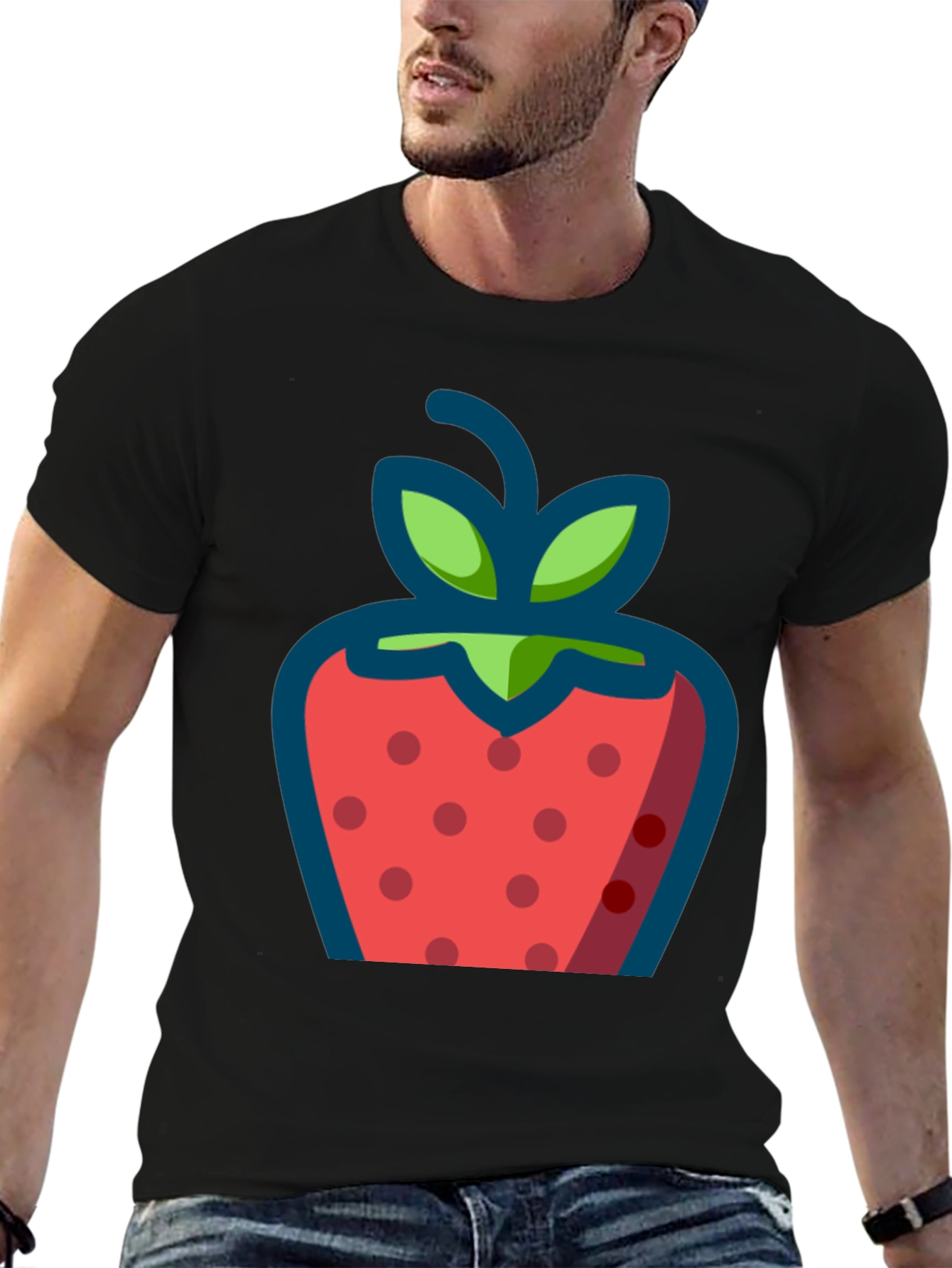Strawberry Graphic Black T-Shirt - Casual Style