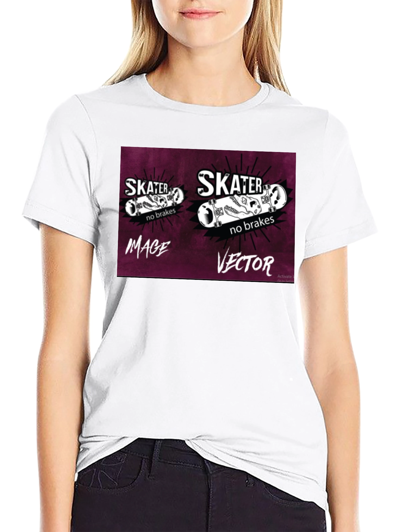 Skater No Brakes Graphic Black T-Shirt