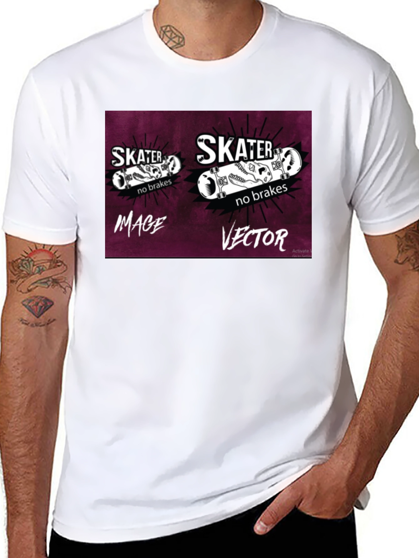 Skater No Brakes Graphic Black T-Shirt