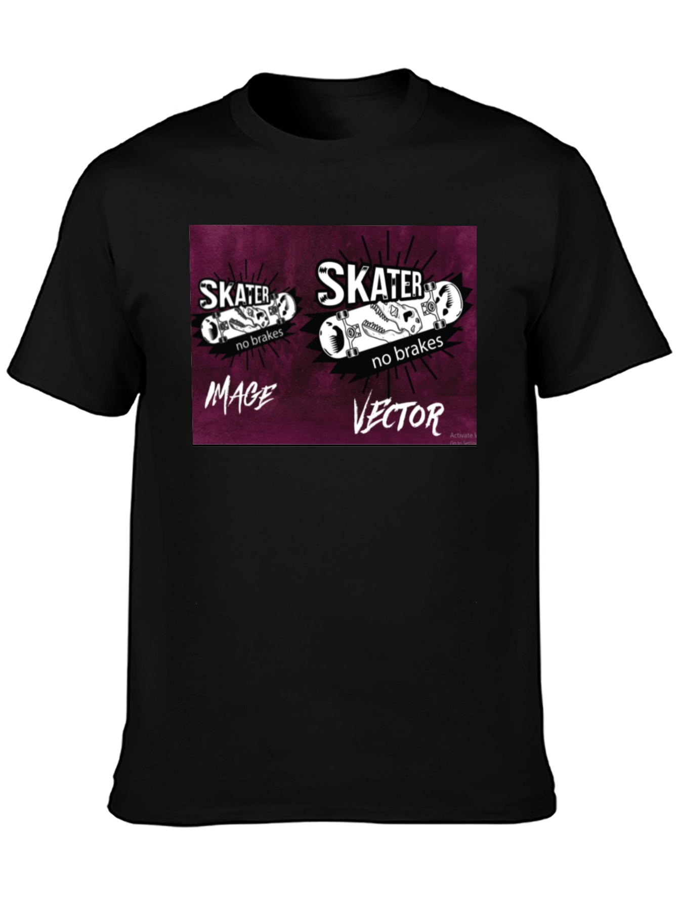 Skater No Brakes Graphic Black T-Shirt
