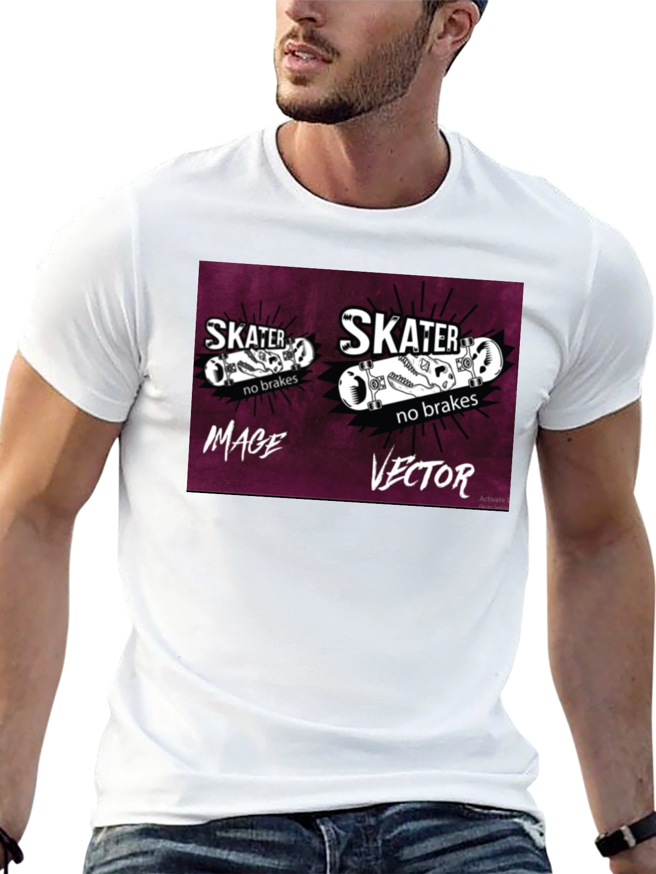 Skater No Brakes Graphic Black T-Shirt