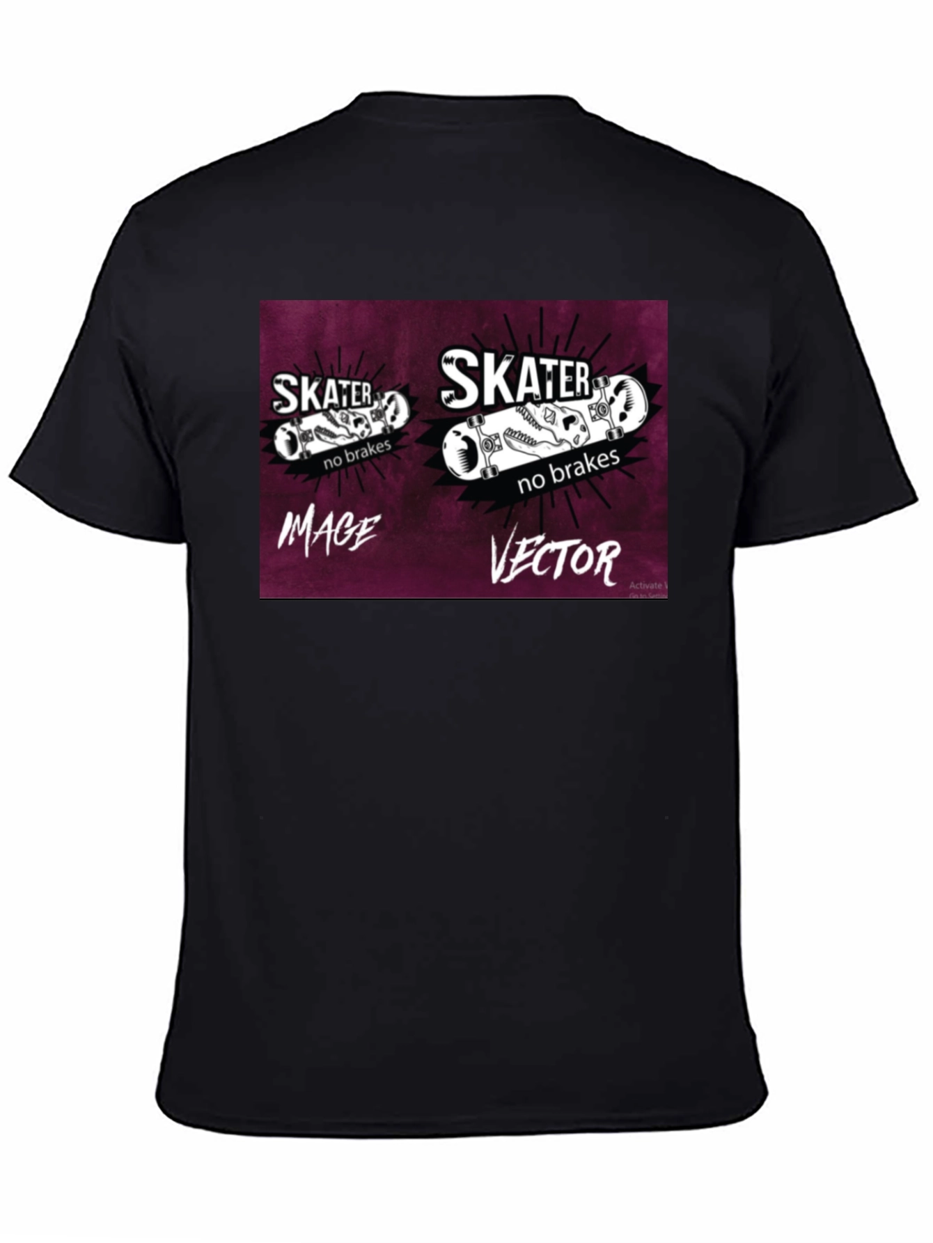Skater No Brakes Graphic Black T-Shirt