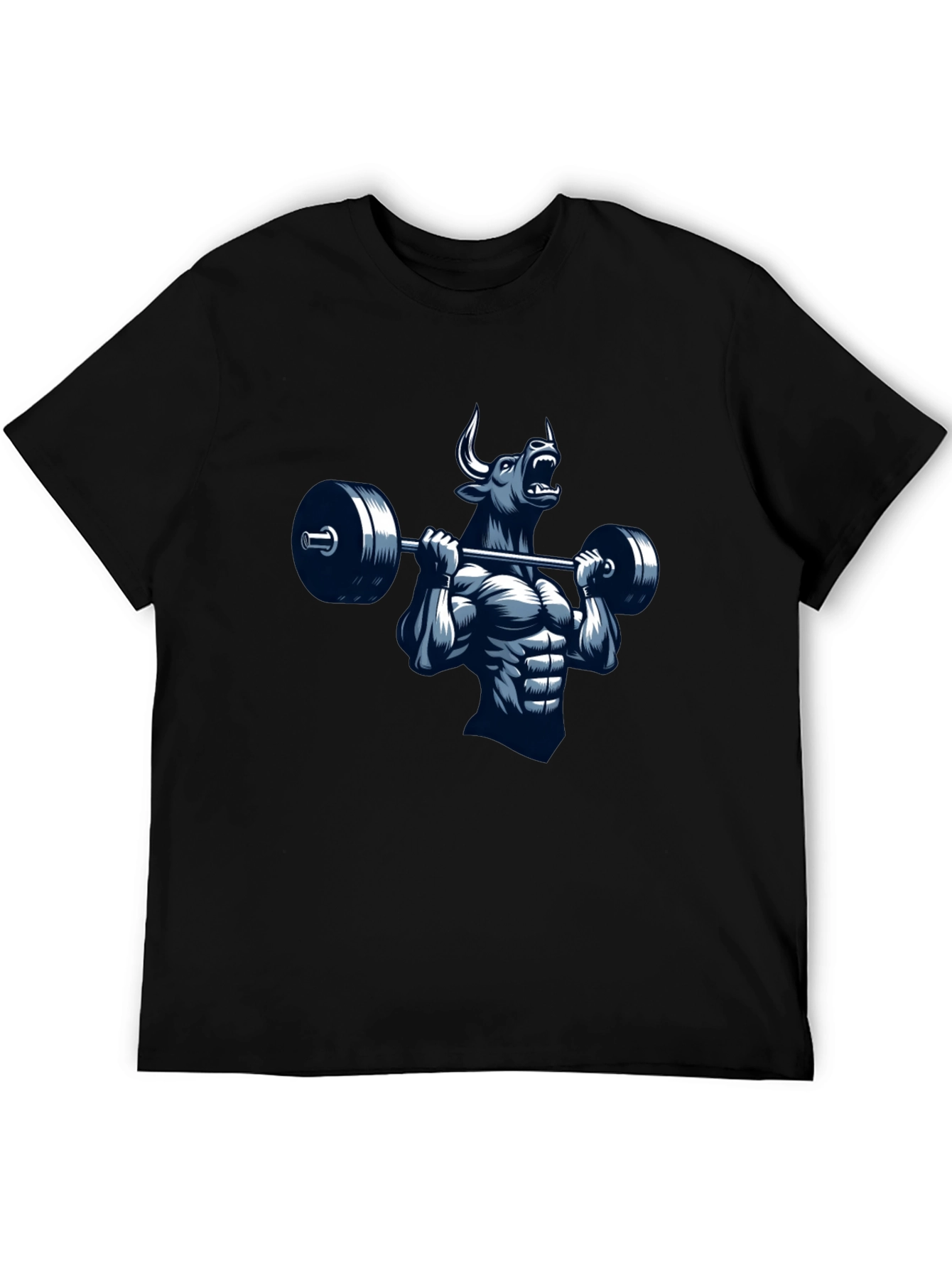 Bull Lifting Barbell Graphic T-Shirt