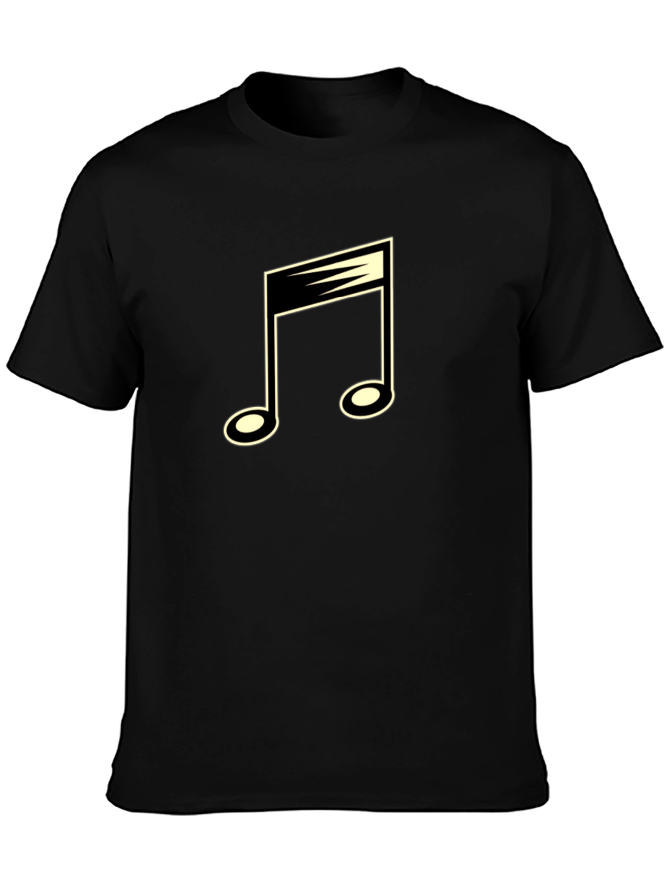 Musical Note Graphic Tee - Black Cotton Blend
