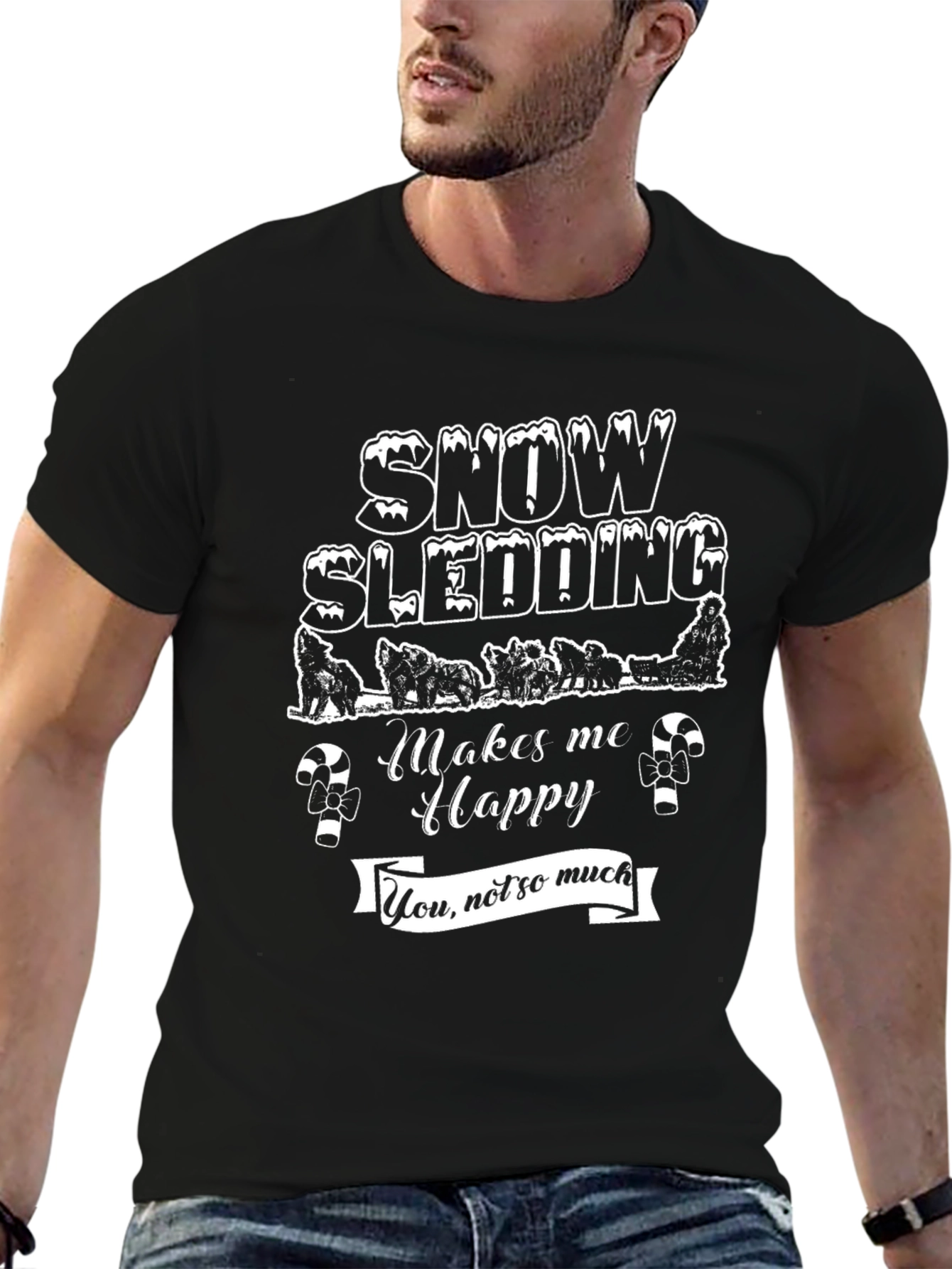 Snow Sledding Funny Graphic Tee