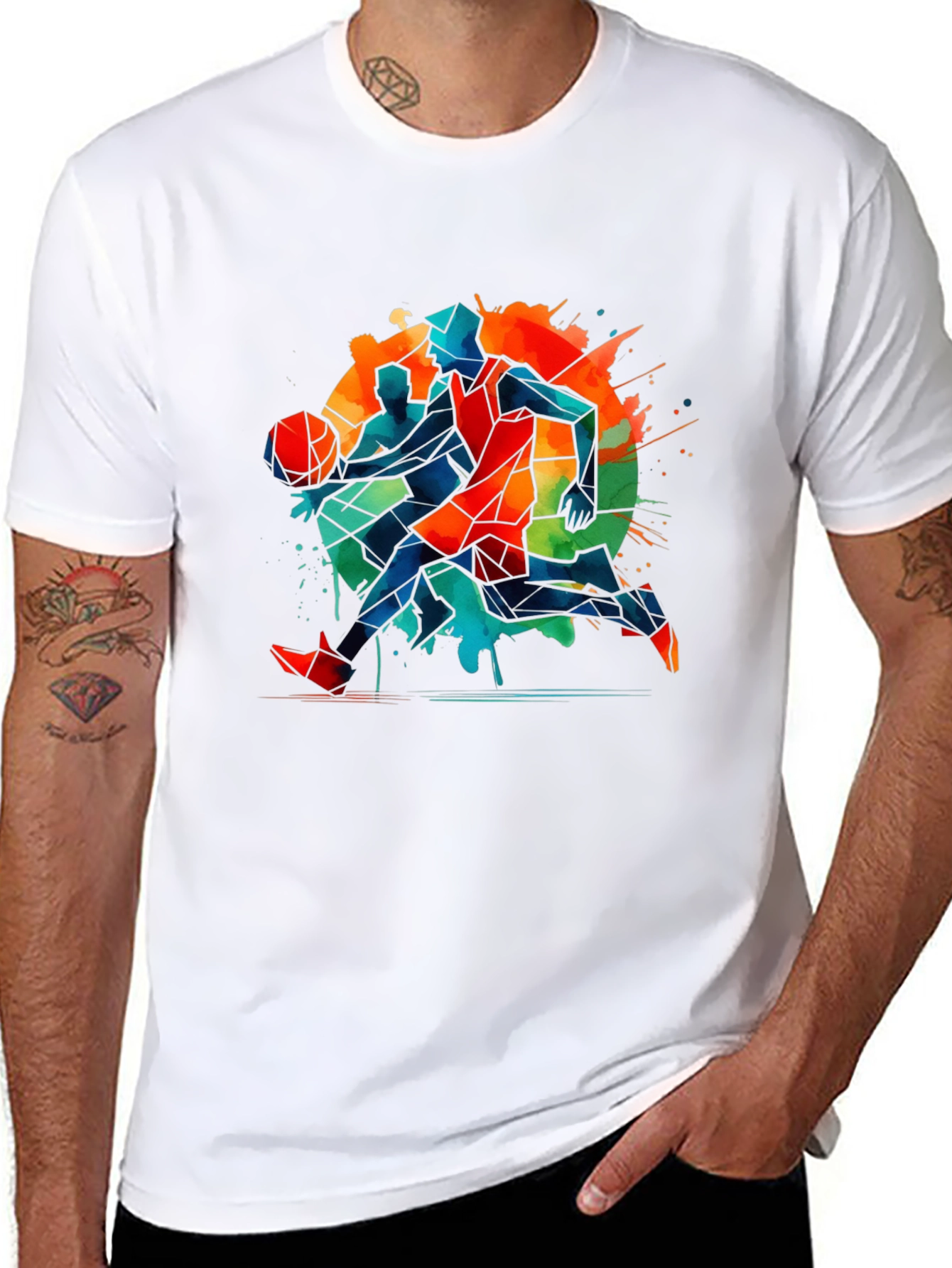 Basketball Art Graphic Tee - Modern Abstract Design