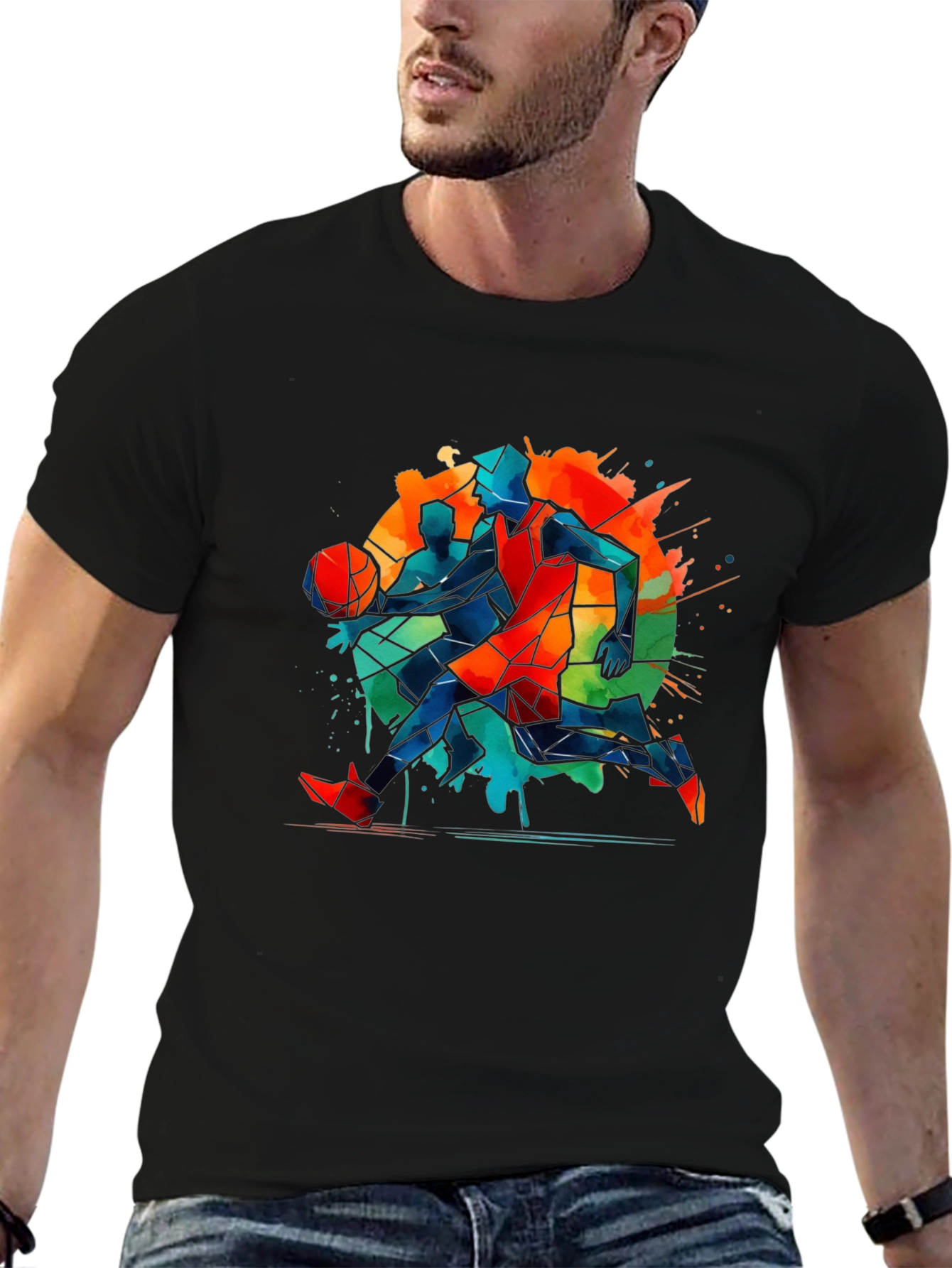 Basketball Art Graphic Tee - Modern Abstract Design