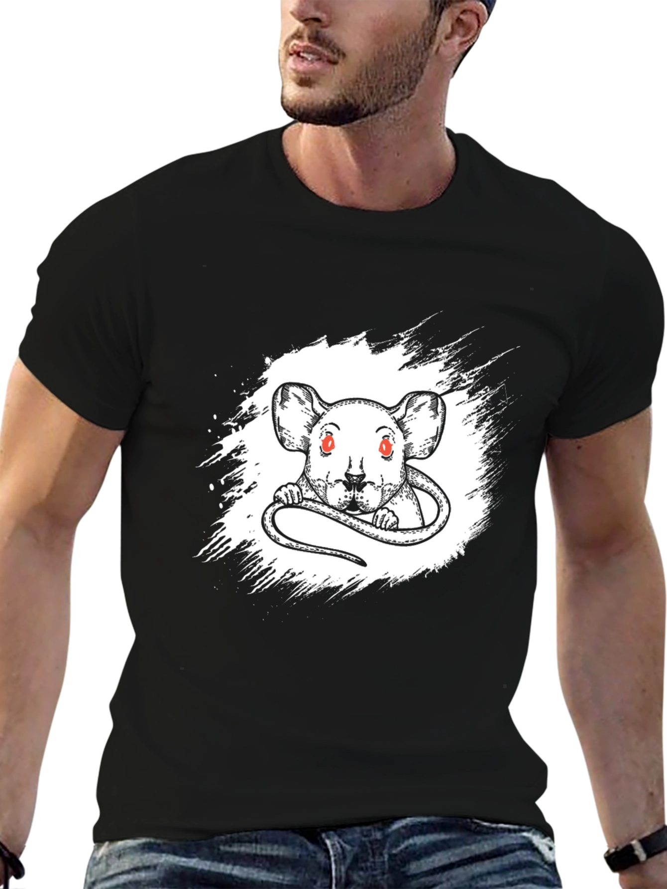 Rat Graphic Print Black T-Shirt