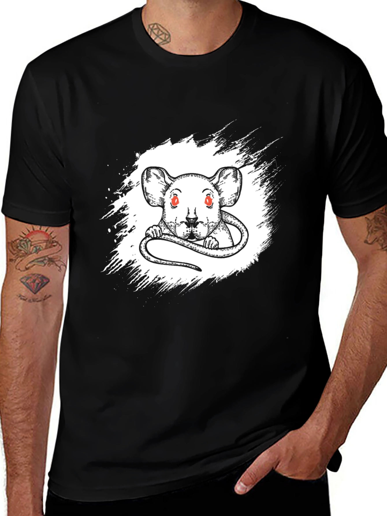 Rat Graphic Print Black T-Shirt