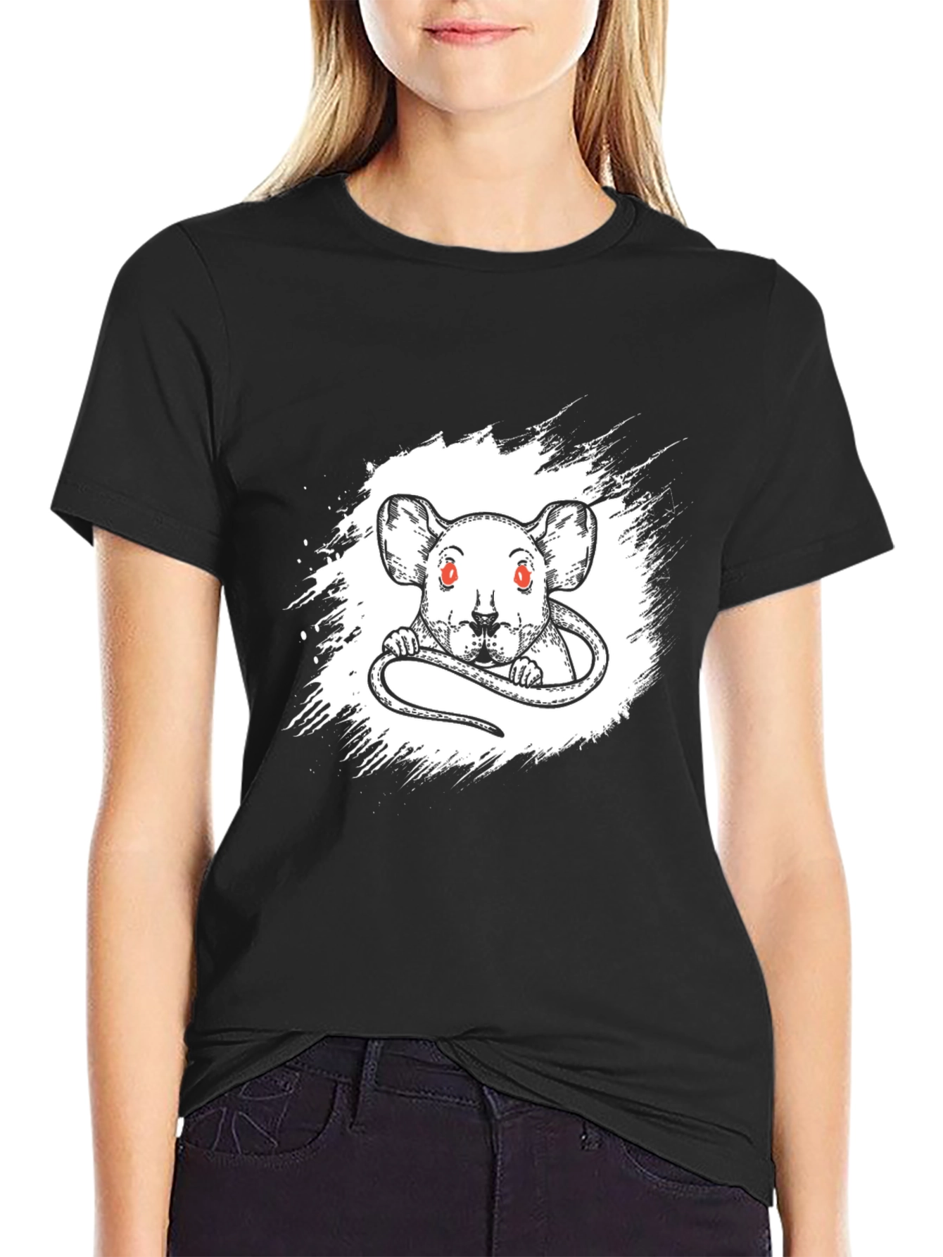 Rat Graphic Print Black T-Shirt