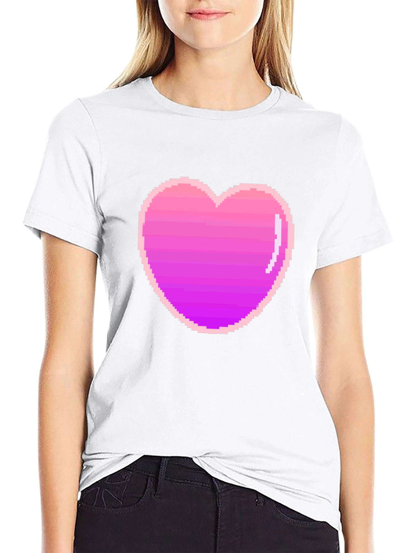 Pixel Heart Black T-Shirt - Retro Gaming Style