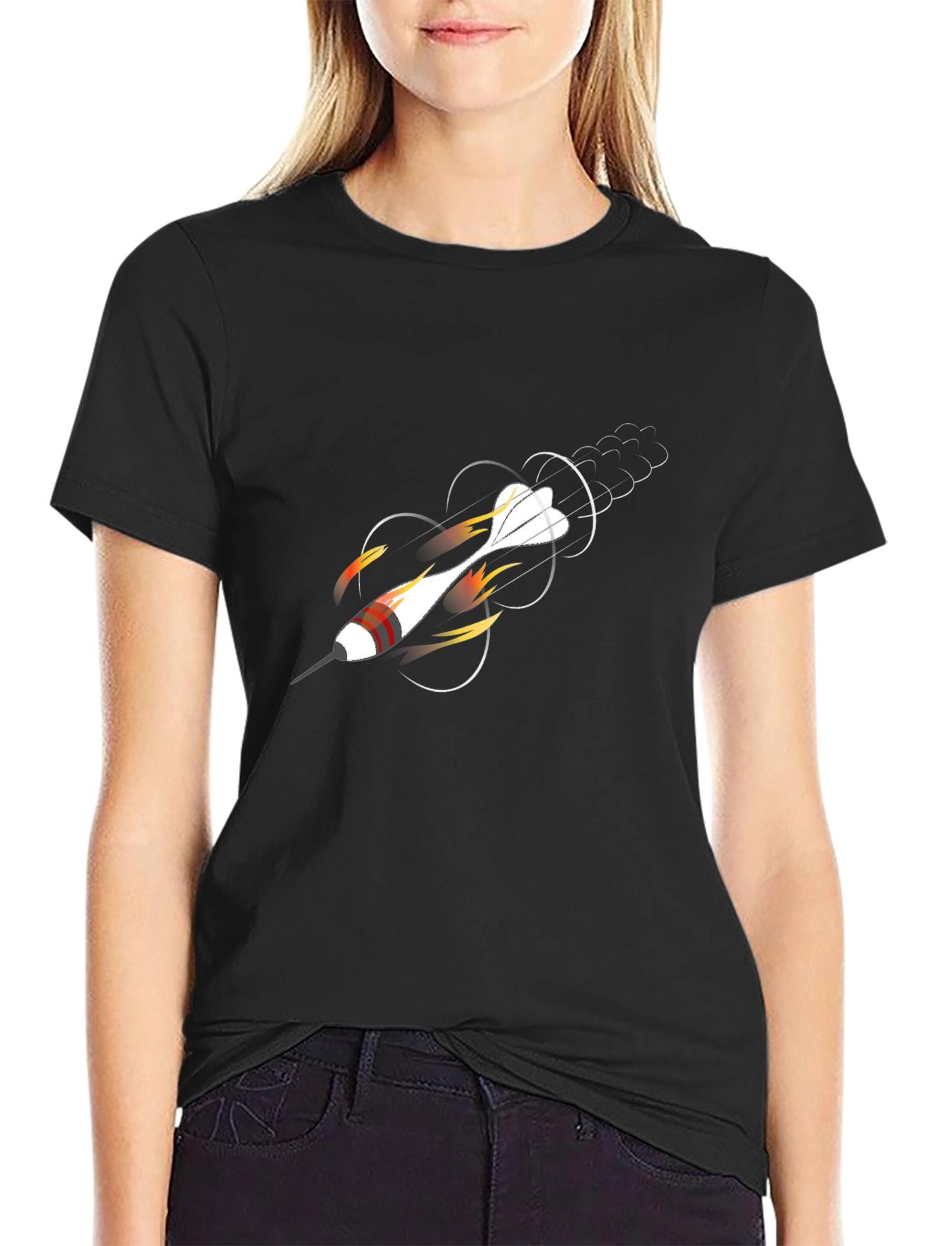 Flying Dart Graphic Tee - Black Cotton T-Shirt