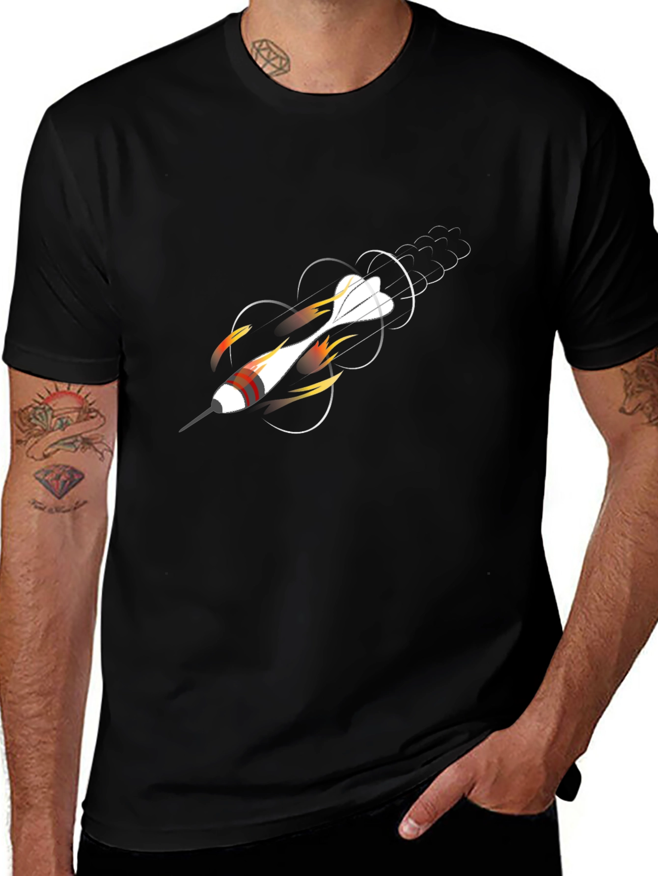 Flying Dart Graphic Tee - Black Cotton T-Shirt