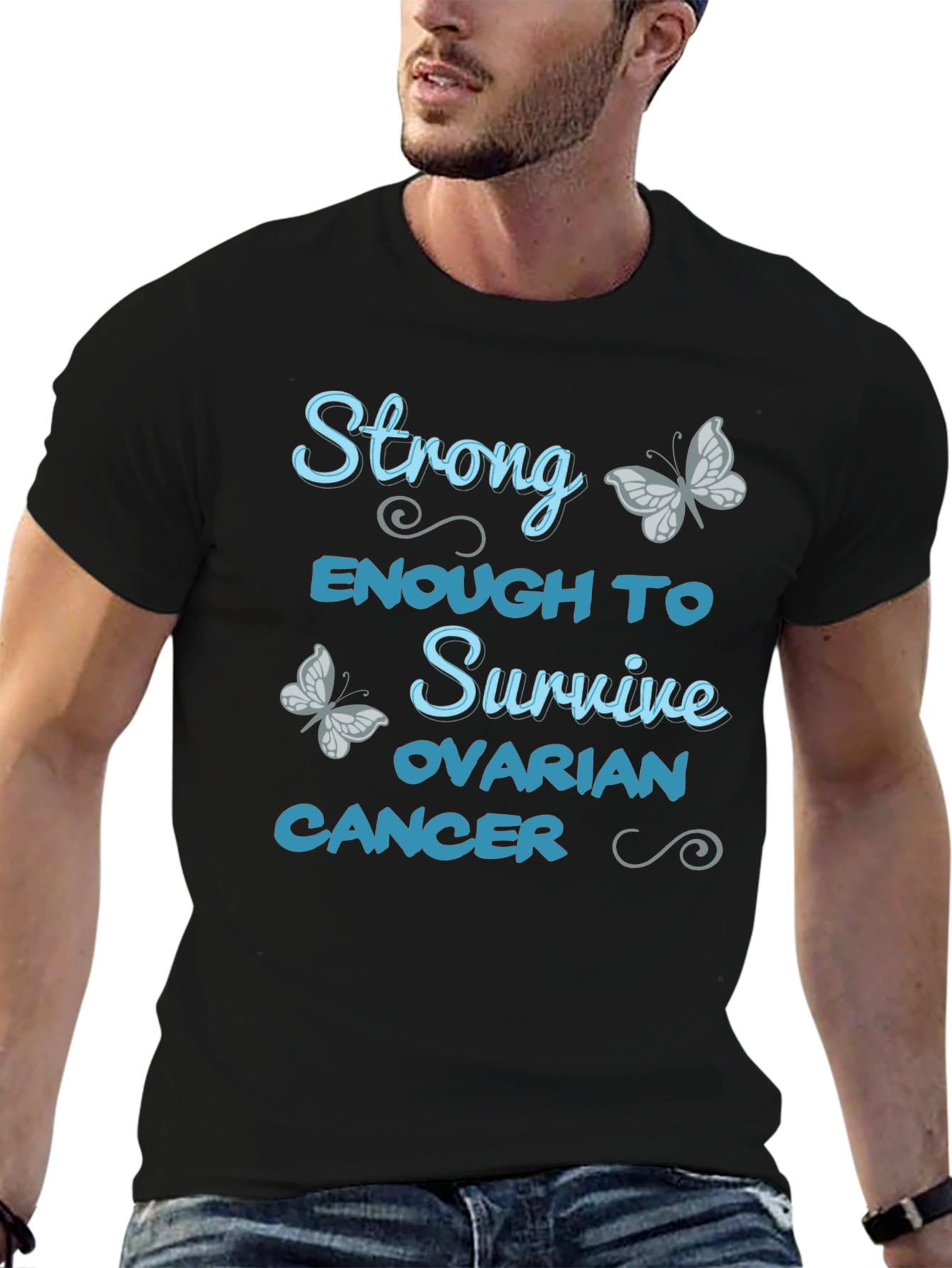 Strong Enough to Survive Ovarian Cancer Awareness T-Shirt
