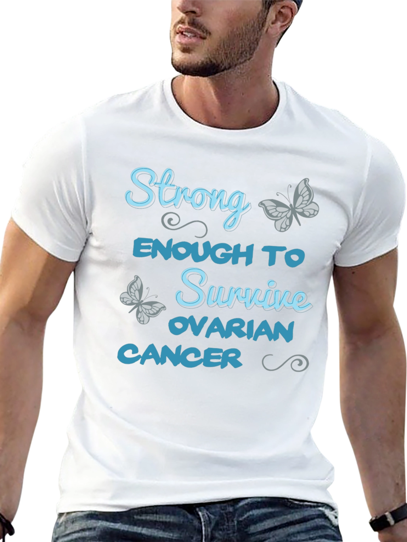 Strong Enough to Survive Ovarian Cancer Awareness T-Shirt
