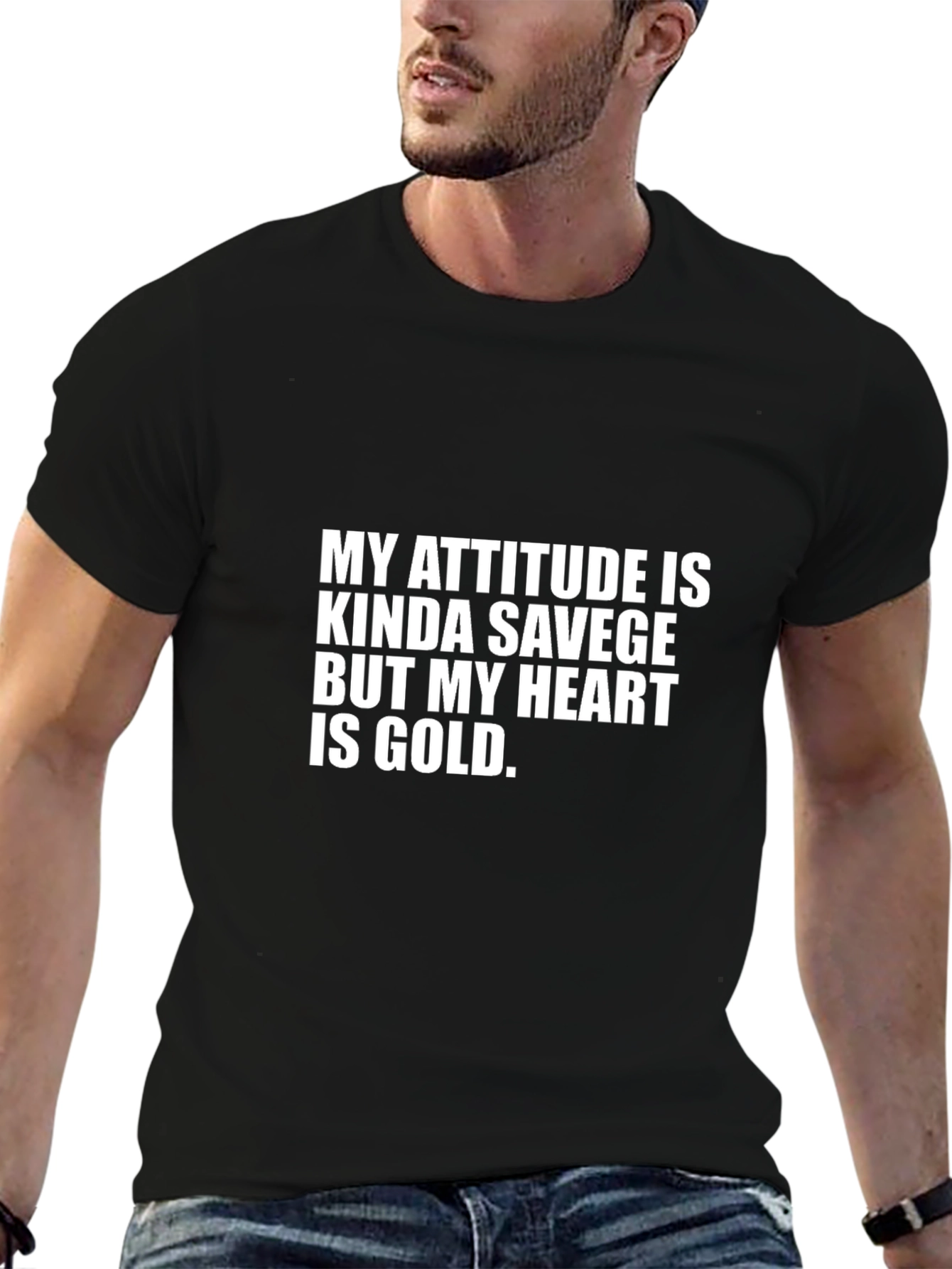 Attitude Savage Heart of Gold Graphic T-Shirt