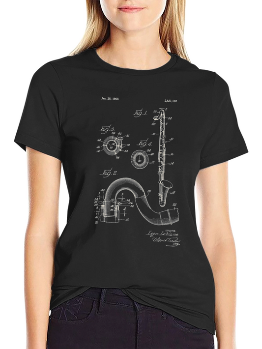 Vintage Clarinet Patent Print T-Shirt