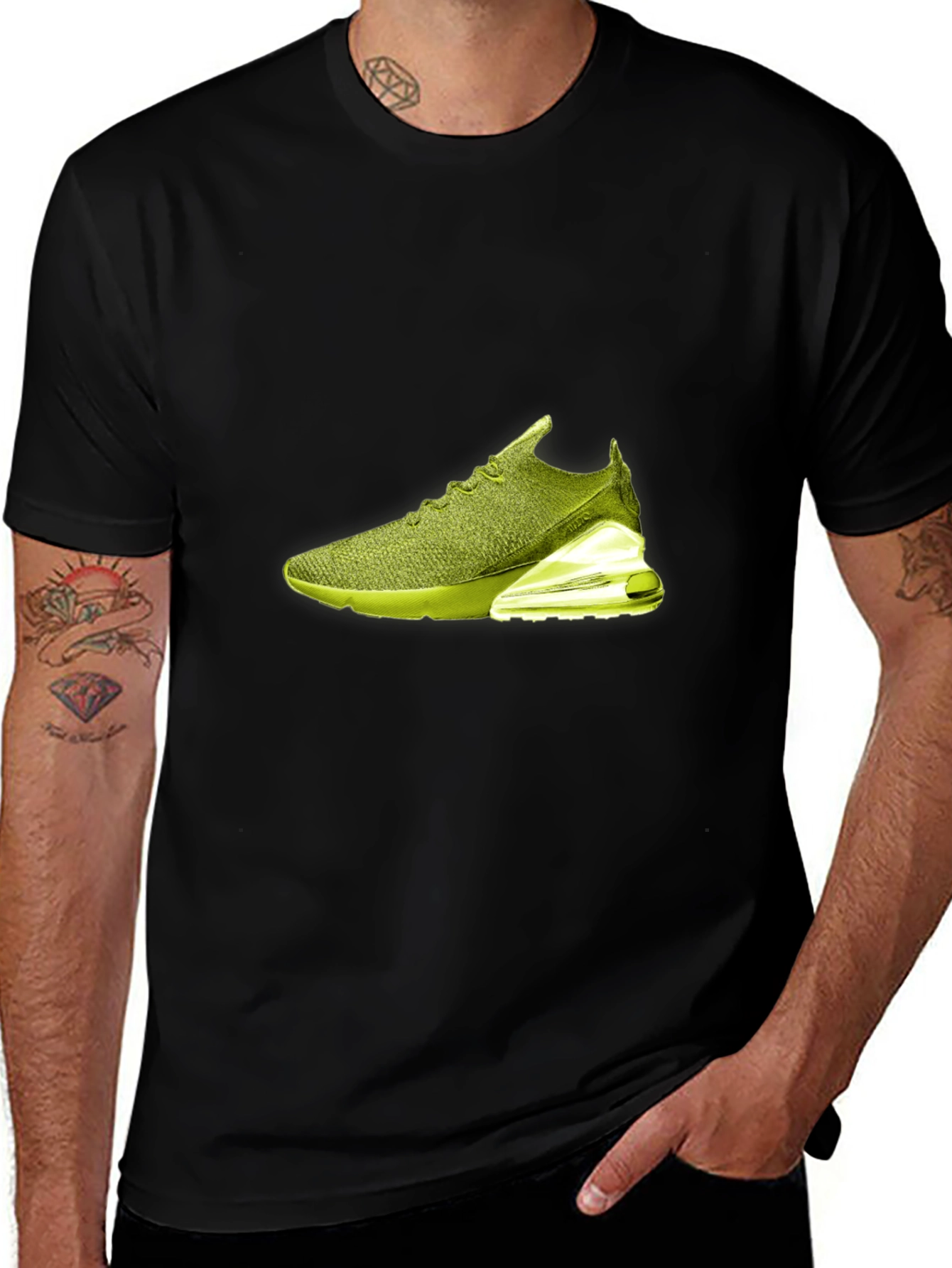 Mens Black T-Shirt with Shoe Graphic