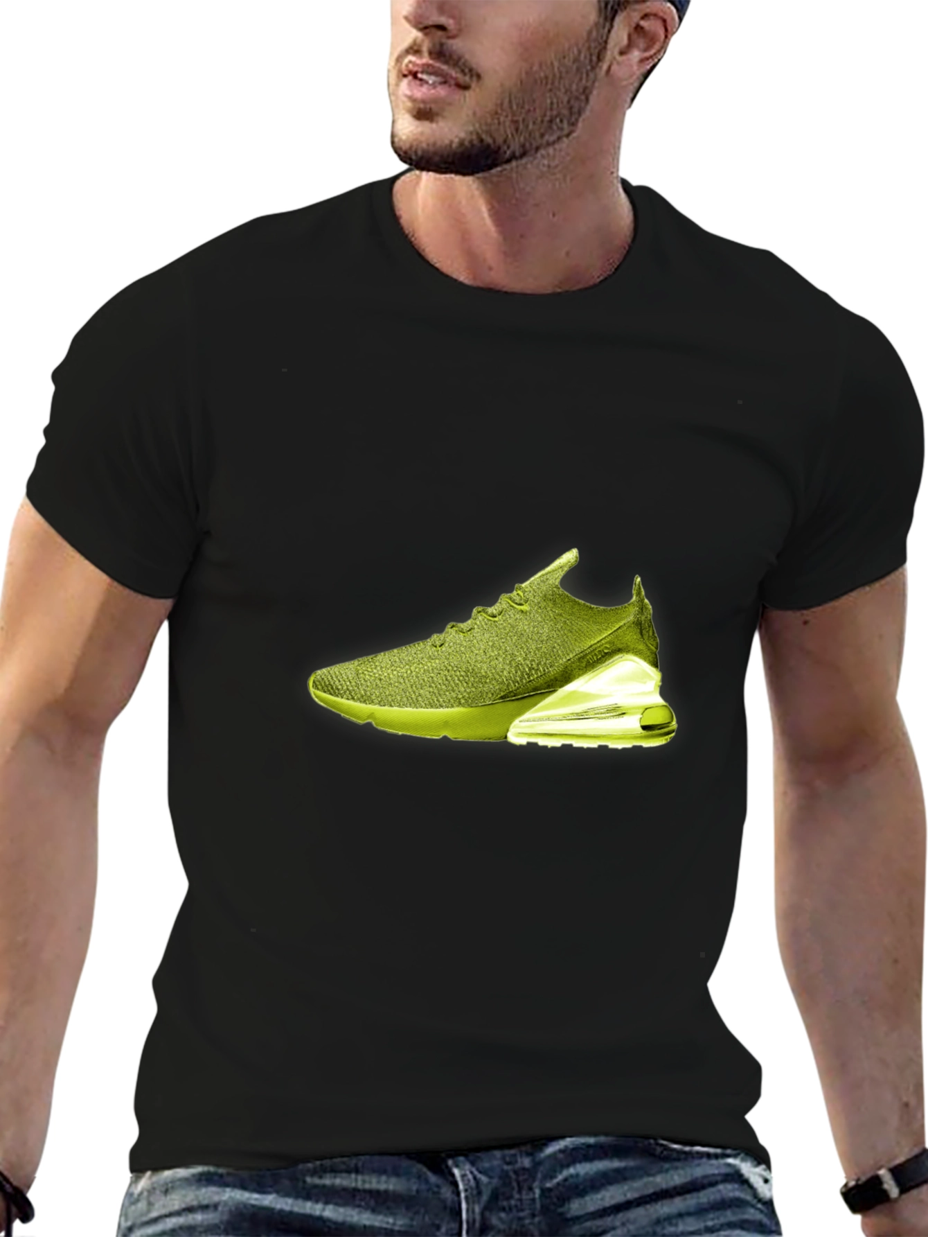 Mens Black T-Shirt with Shoe Graphic