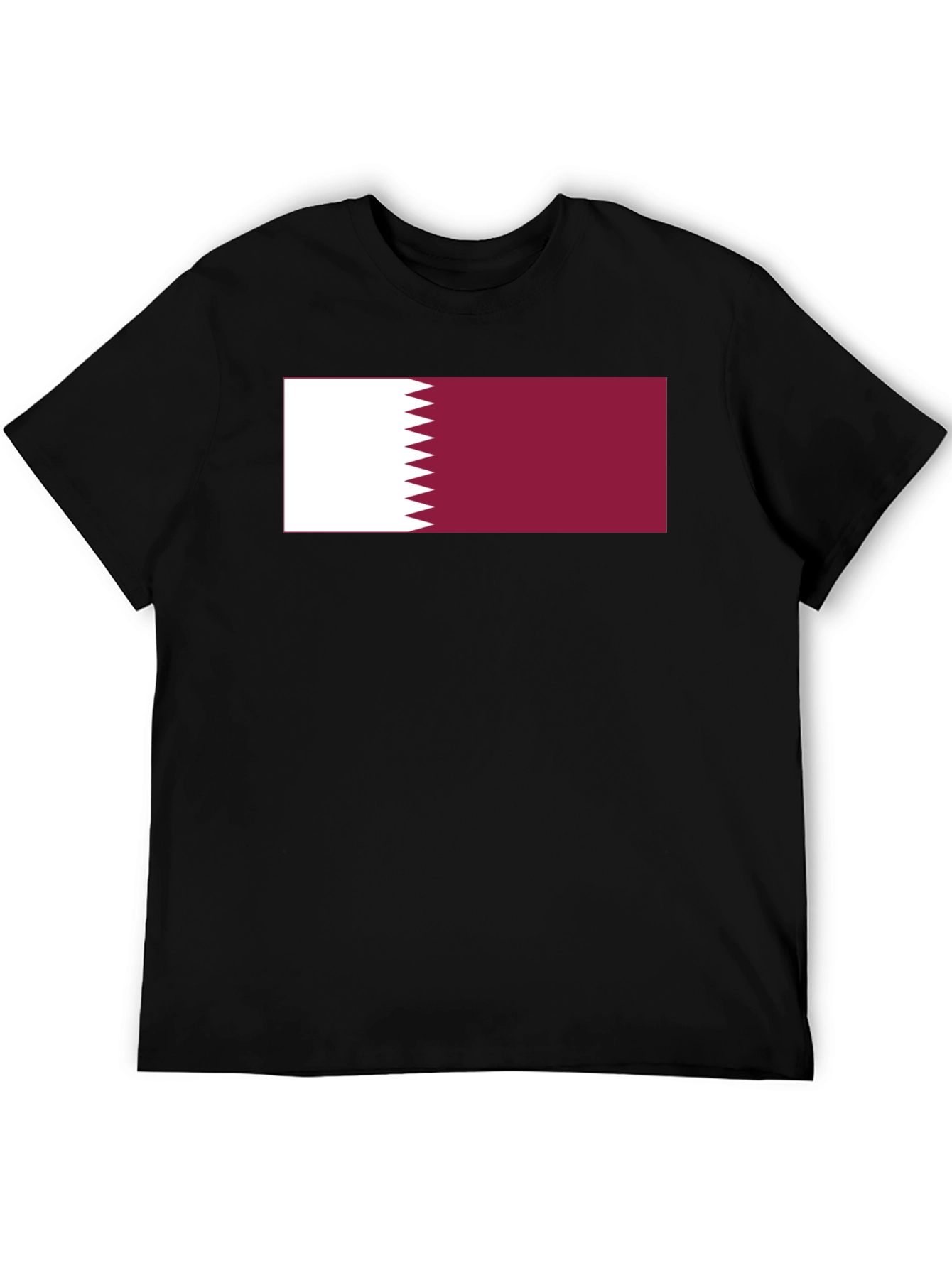 Qatar Flag T-Shirt - Black Crew Neck Tee